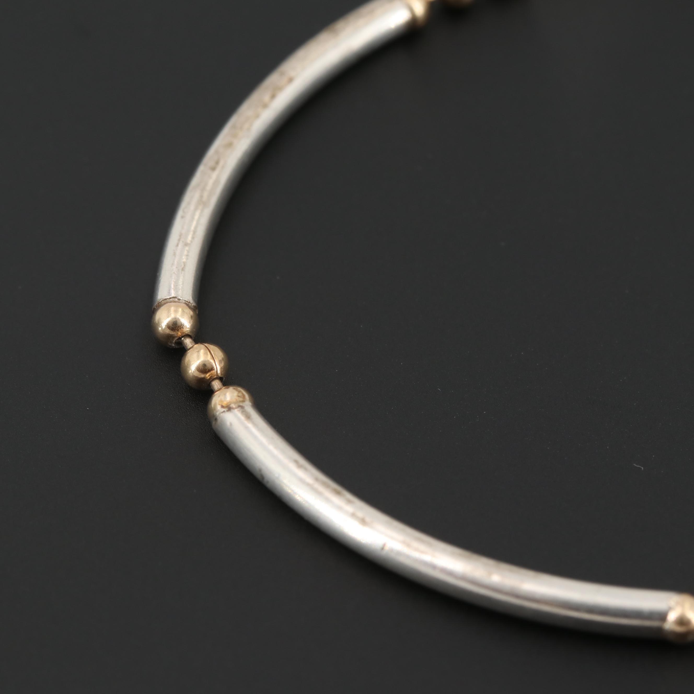 Sterling Silver Bracelet with Gold Wash Accents