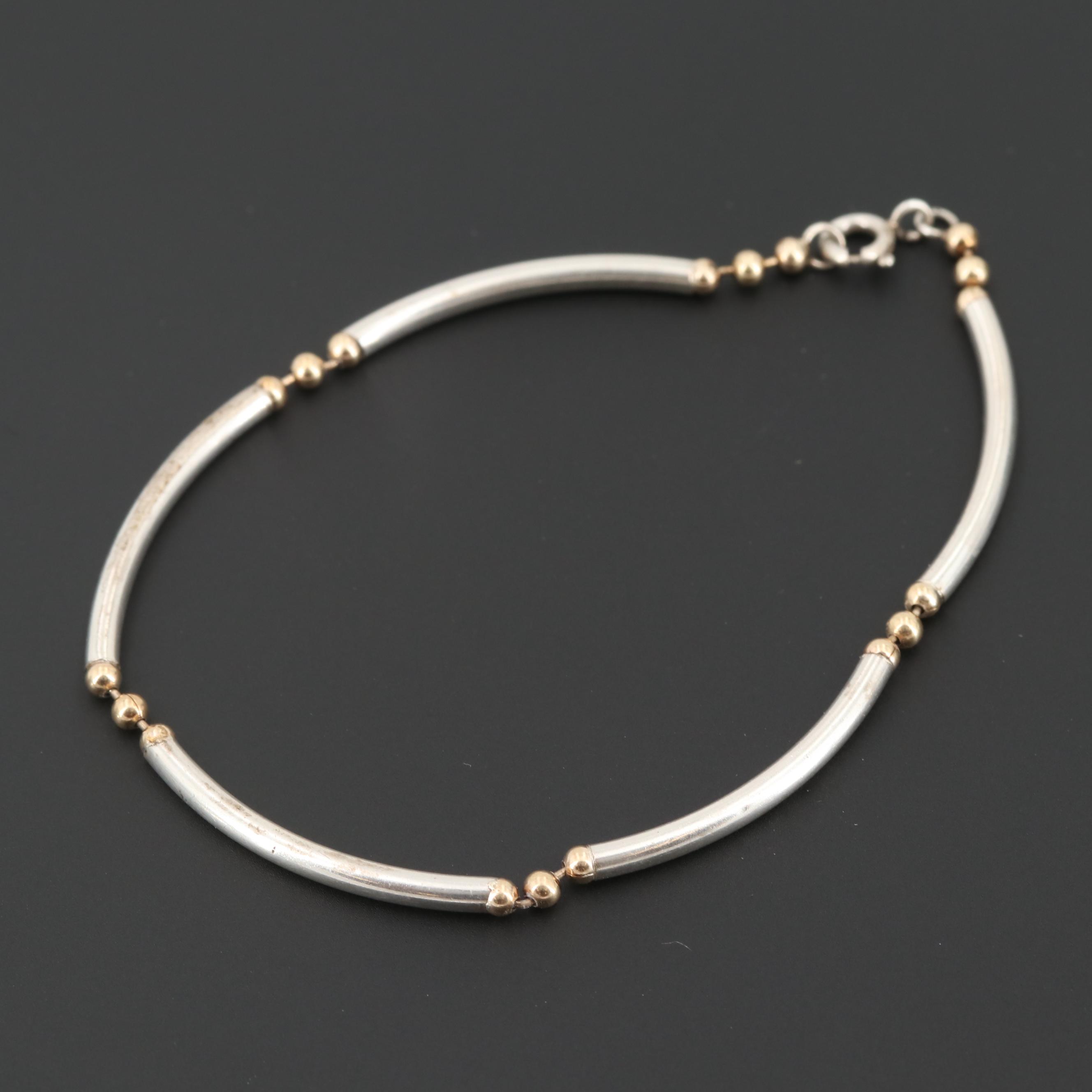 Sterling Silver Bracelet with Gold Wash Accents
