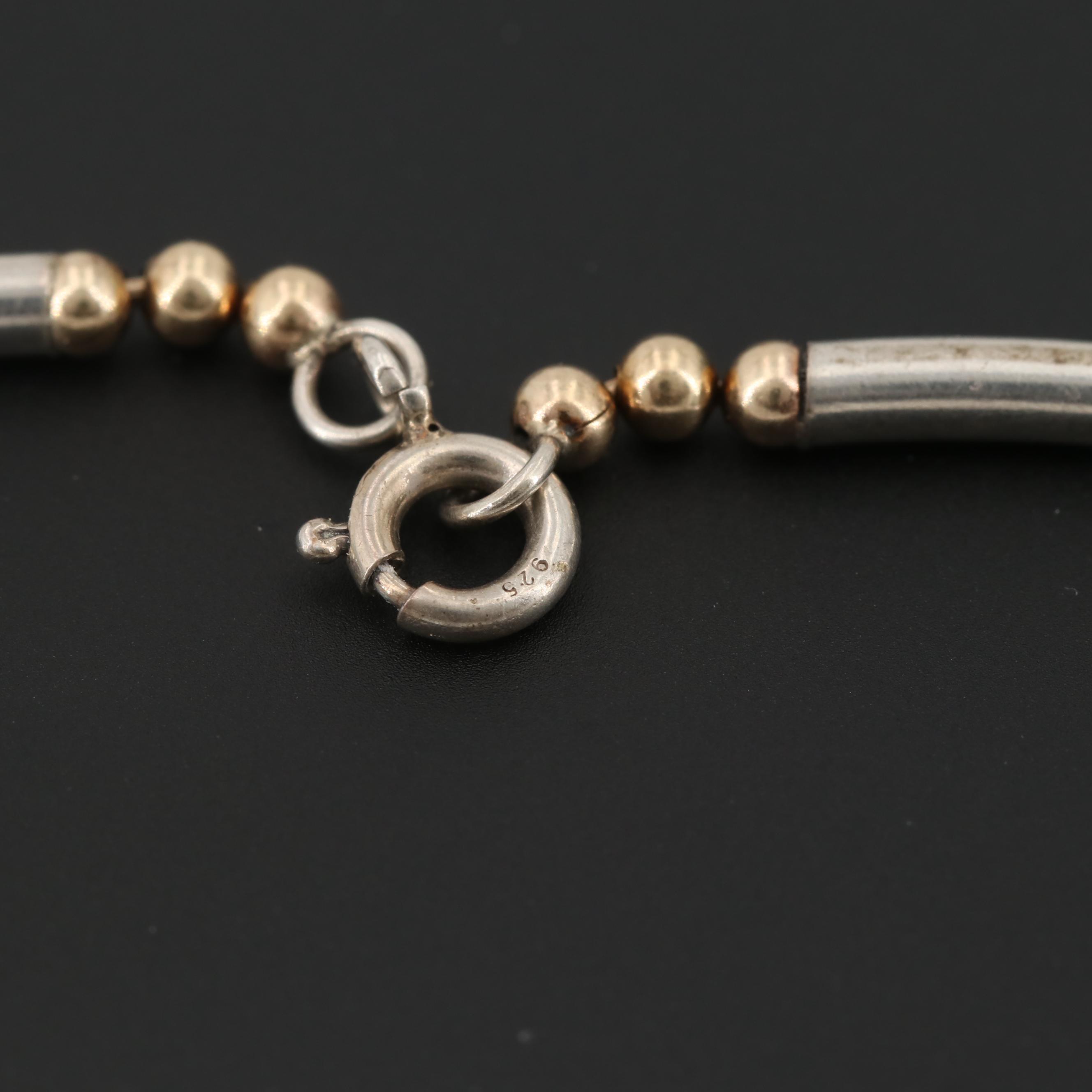 Sterling Silver Bracelet with Gold Wash Accents