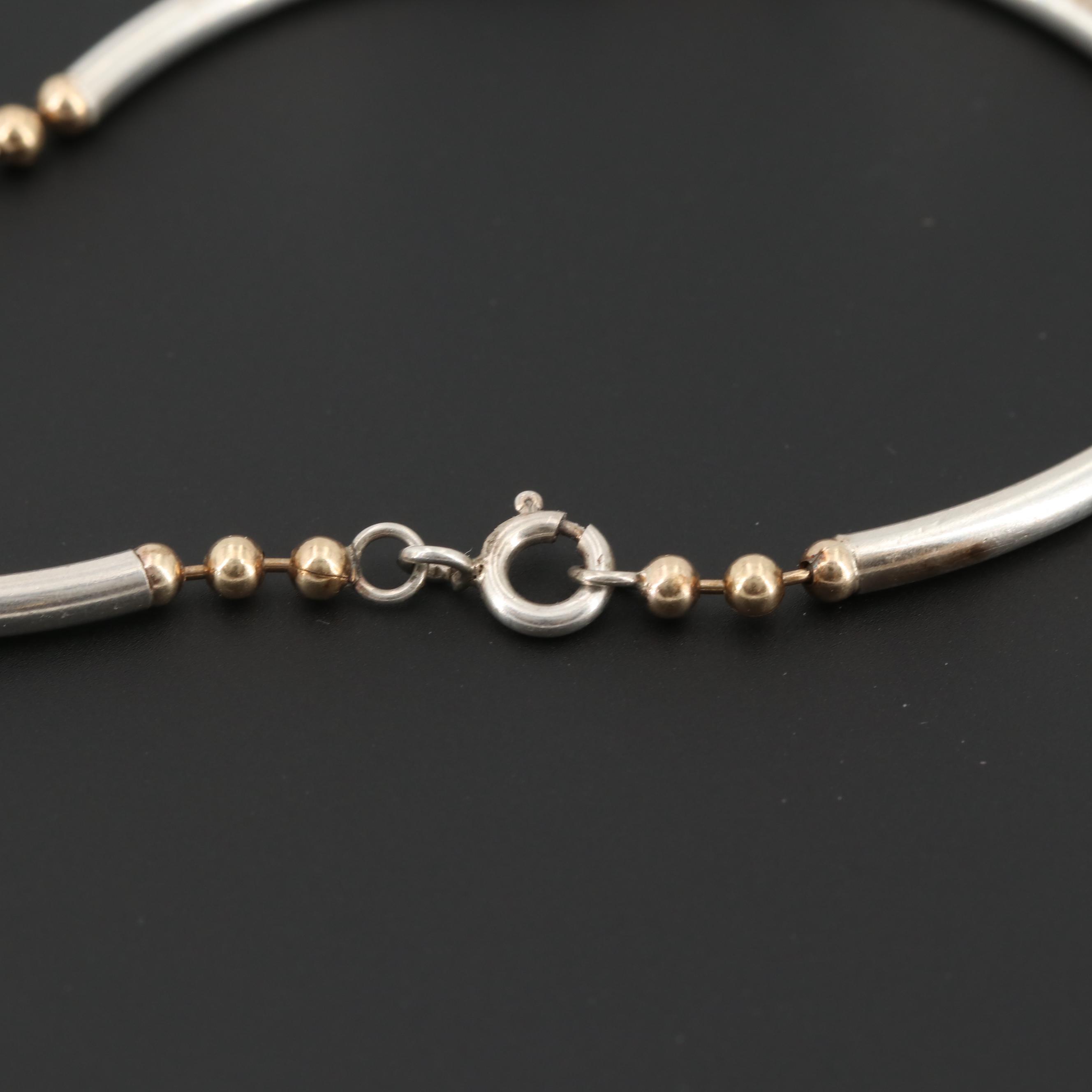 Sterling Silver Bracelet with Gold Wash Accents