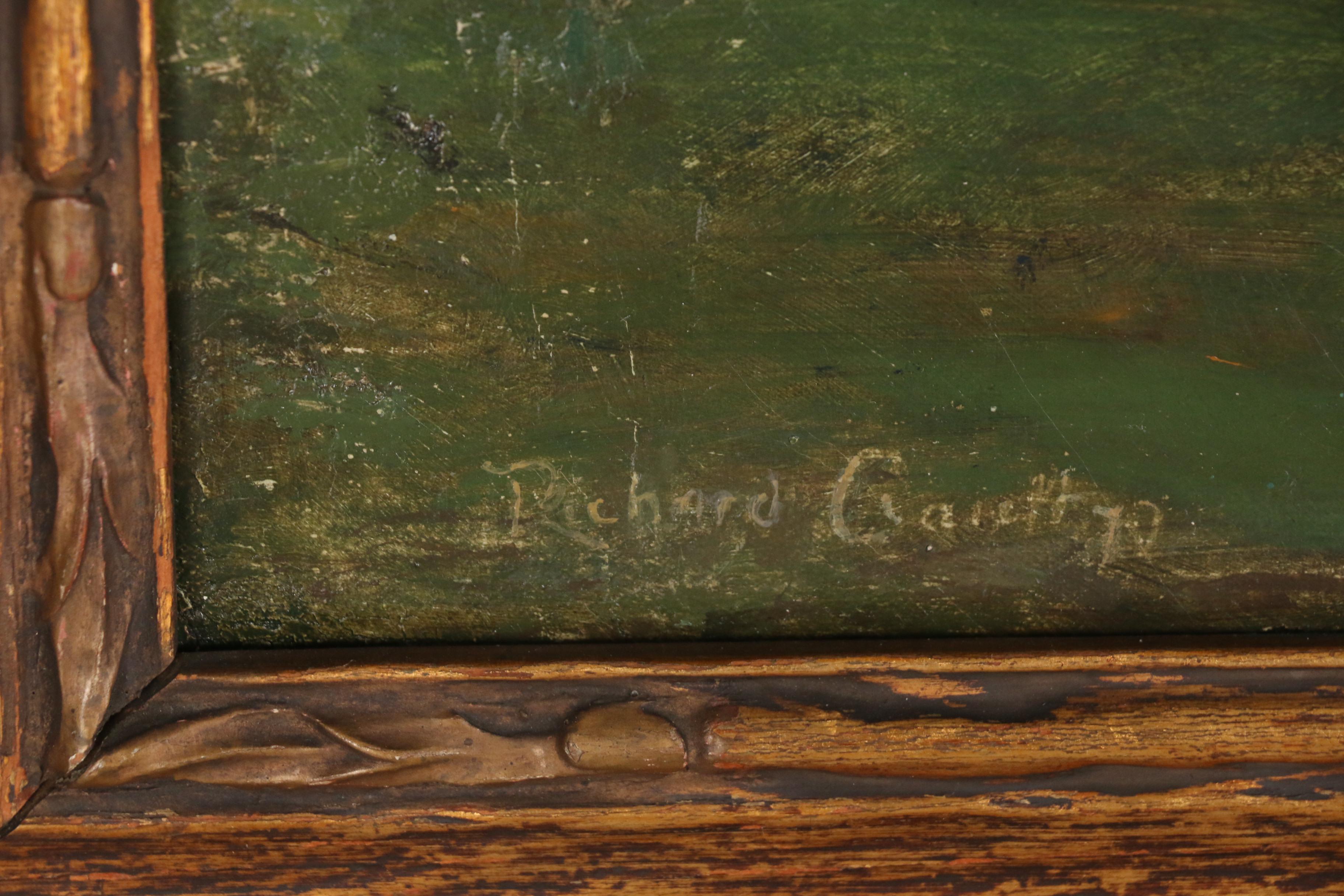 1870 Tonalist Oil Painting of Nocturnal Landscape