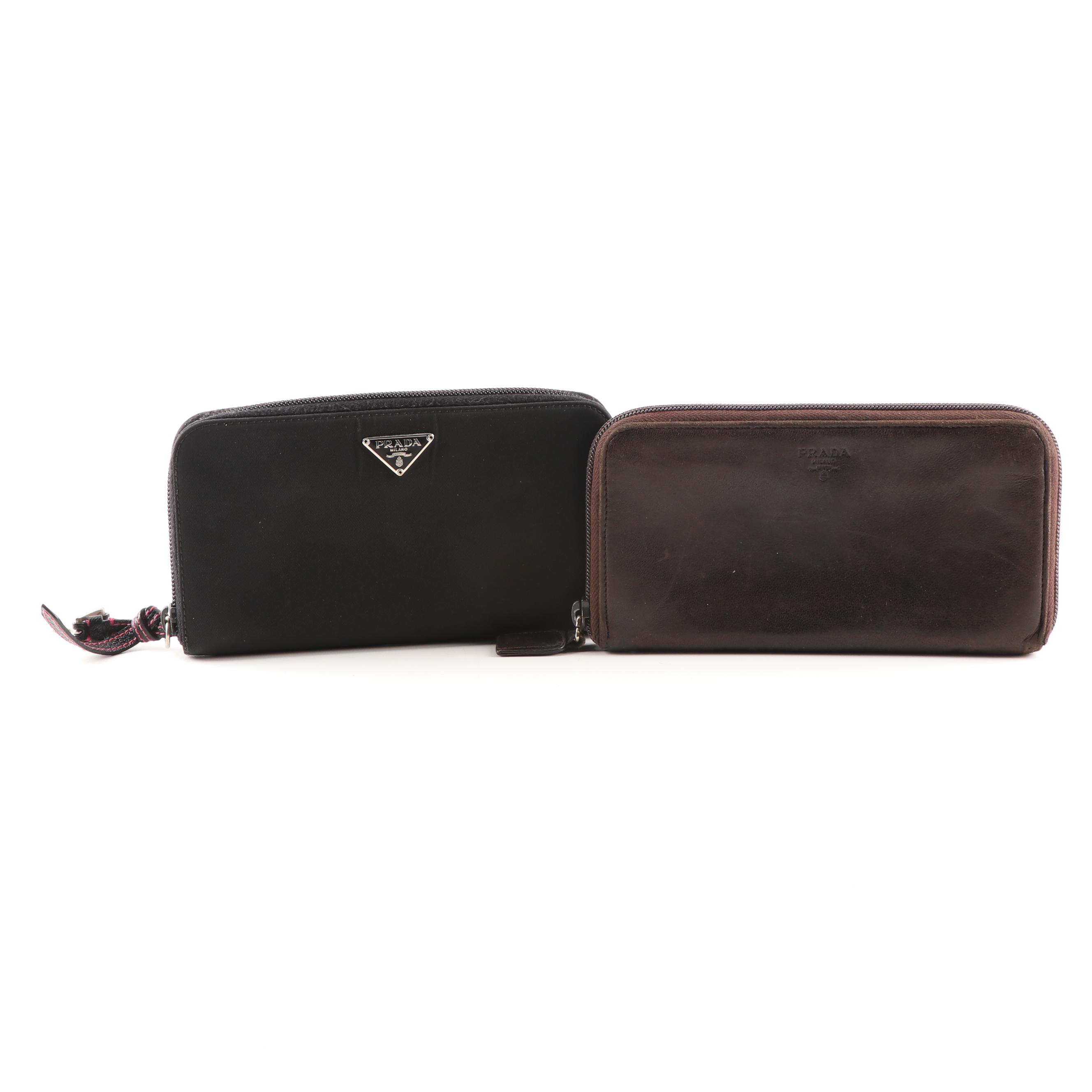 Prada Leather and Nylon Zip-Around Wallets