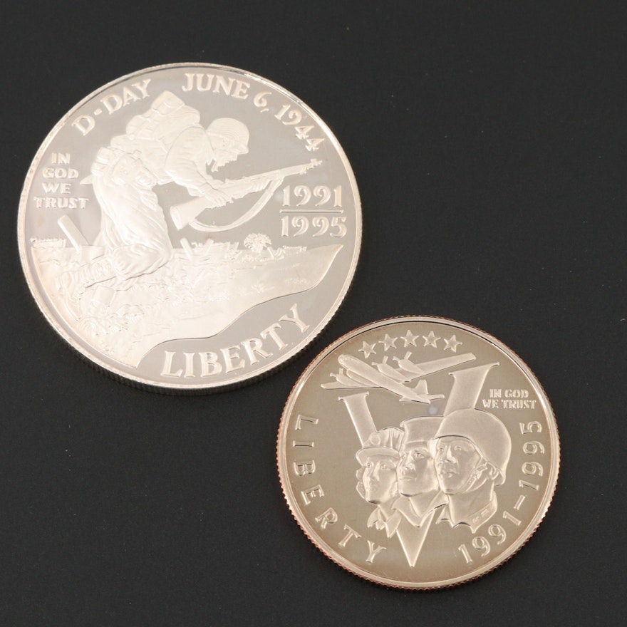 1991-1995 United States World War II 50th Anniversary Commemorative Coin Set