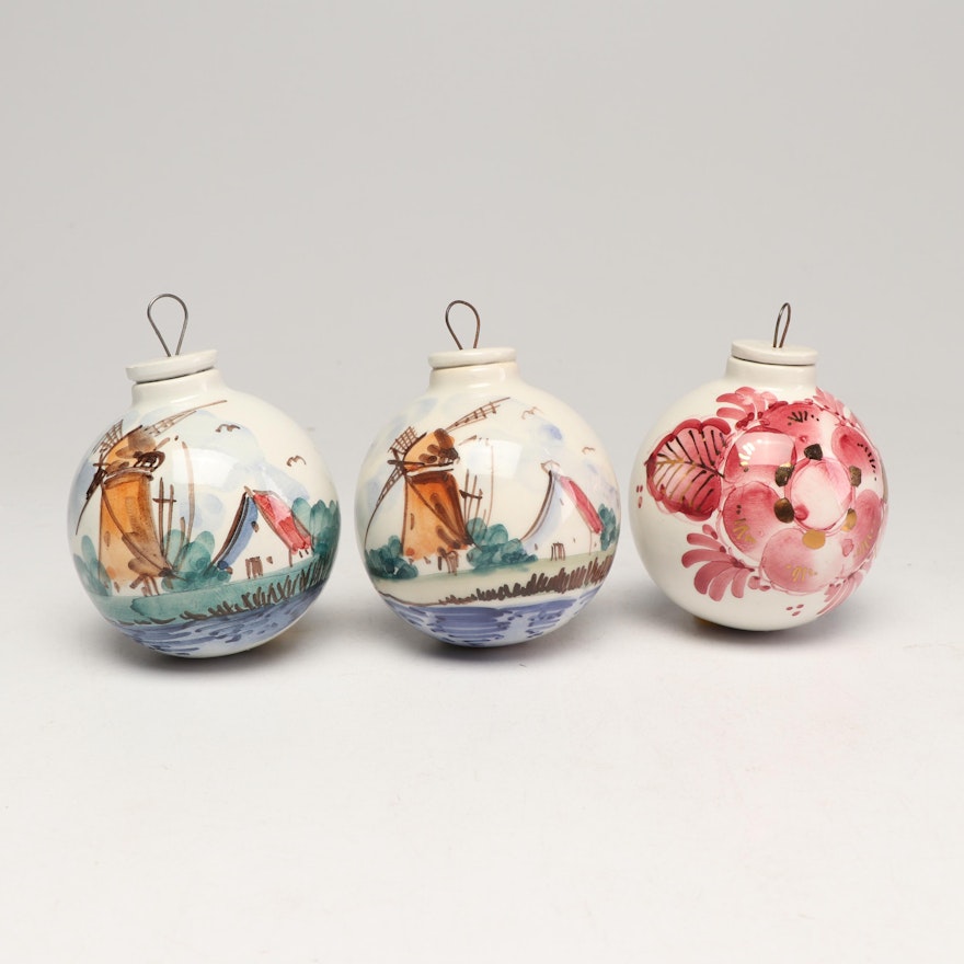 Delft Pottery Hand Painted Christmas Ornaments