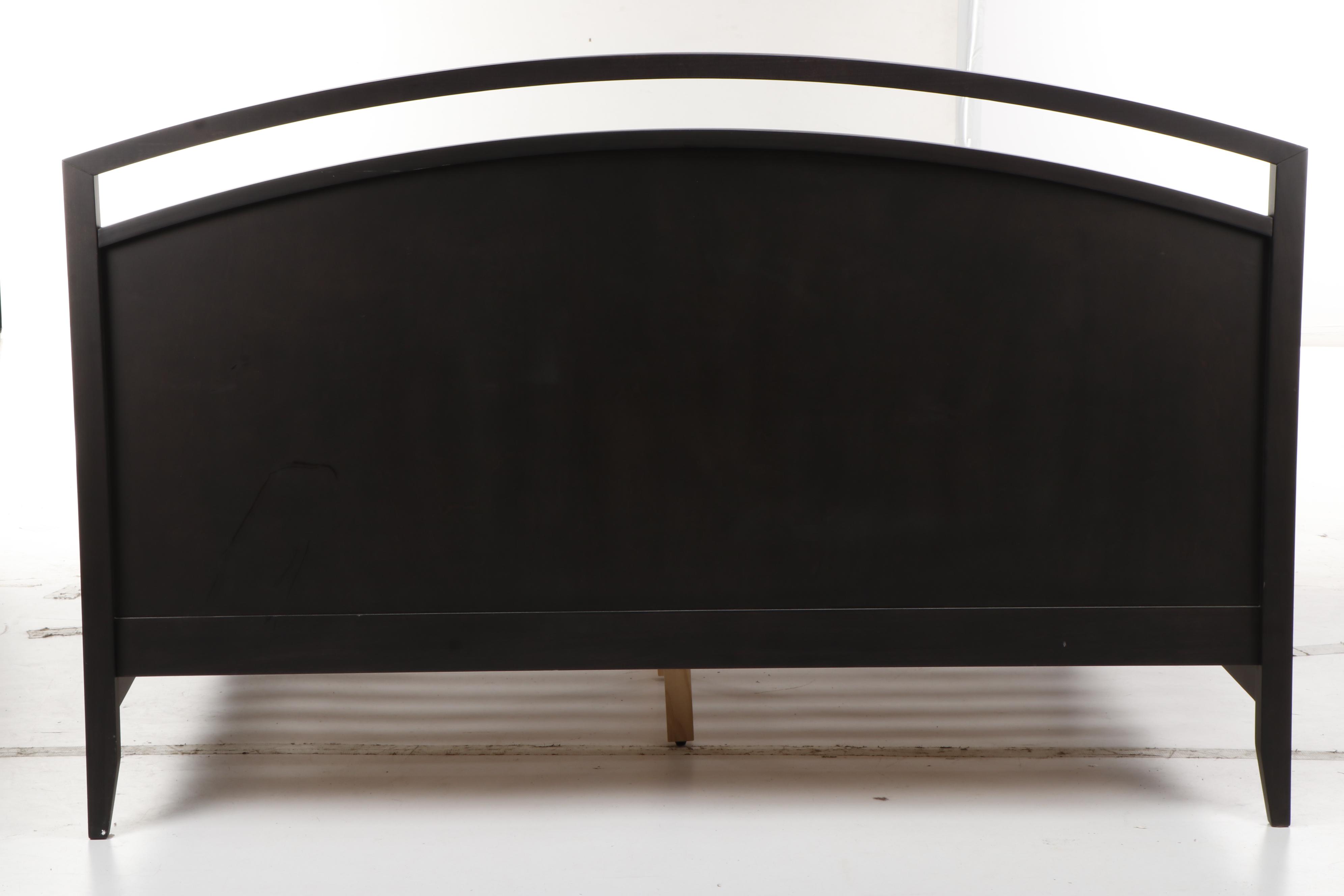 Crate & Barrel "Arch" Grey-Brown Wooden King Sized Bed frame