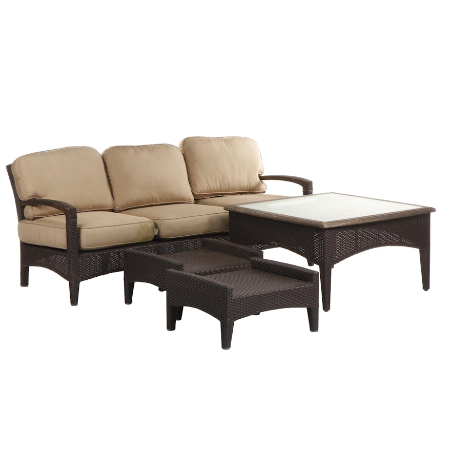 Patio Set Featuring Gloster Sofa and Coffee Table