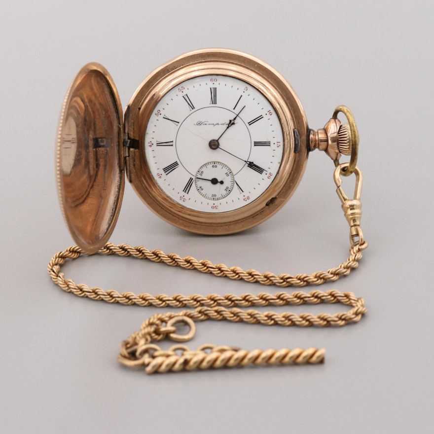 Hampden Gold Filled Pocket Watch and Fob Chain, 1901
