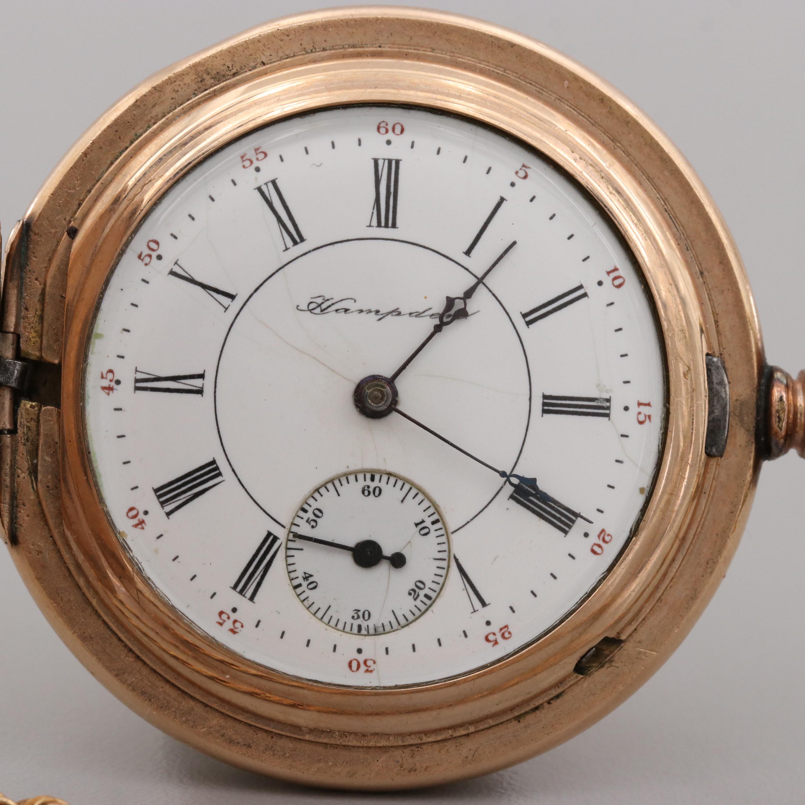 Hampden Gold Filled Pocket Watch and Fob Chain, 1901