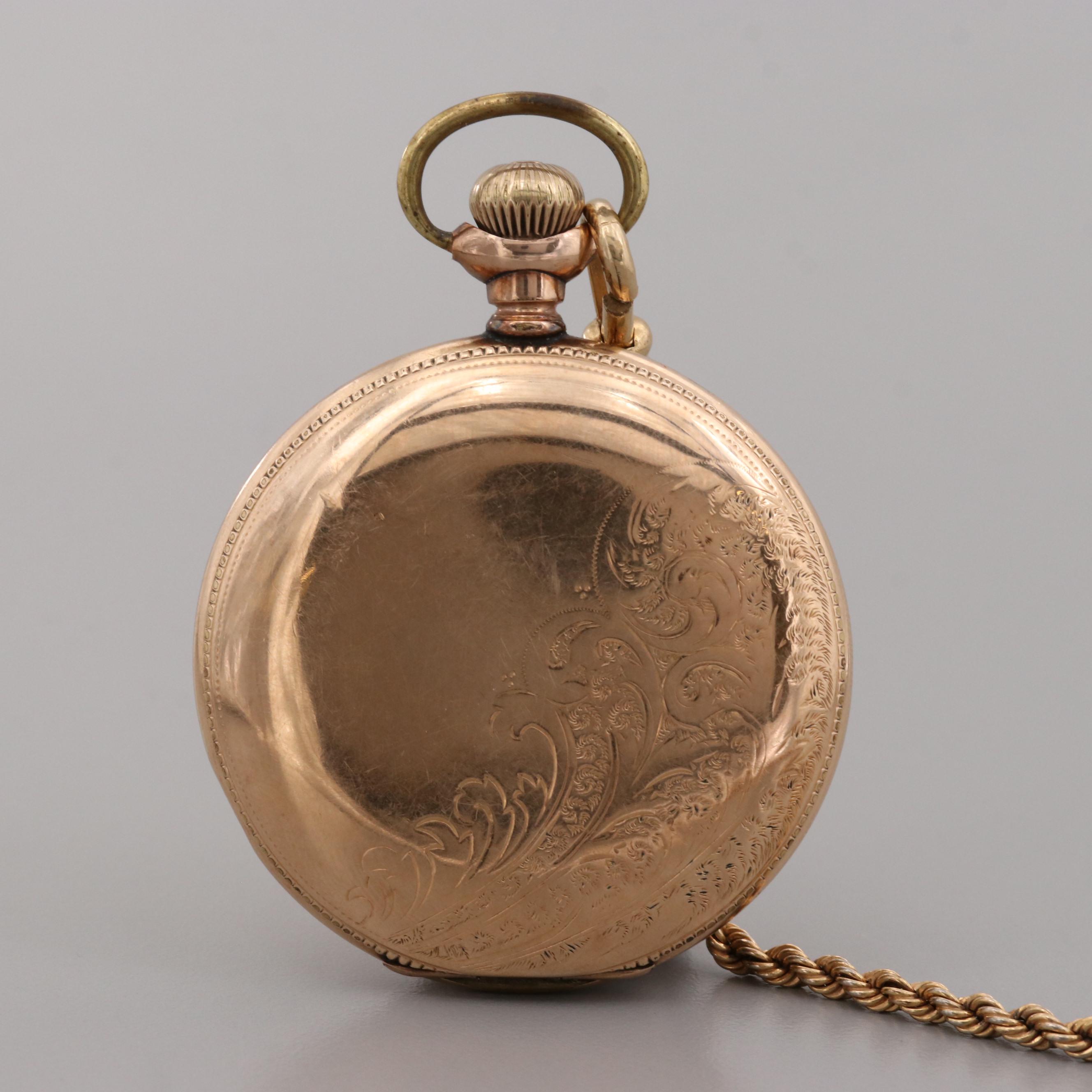 Hampden Gold Filled Pocket Watch and Fob Chain, 1901