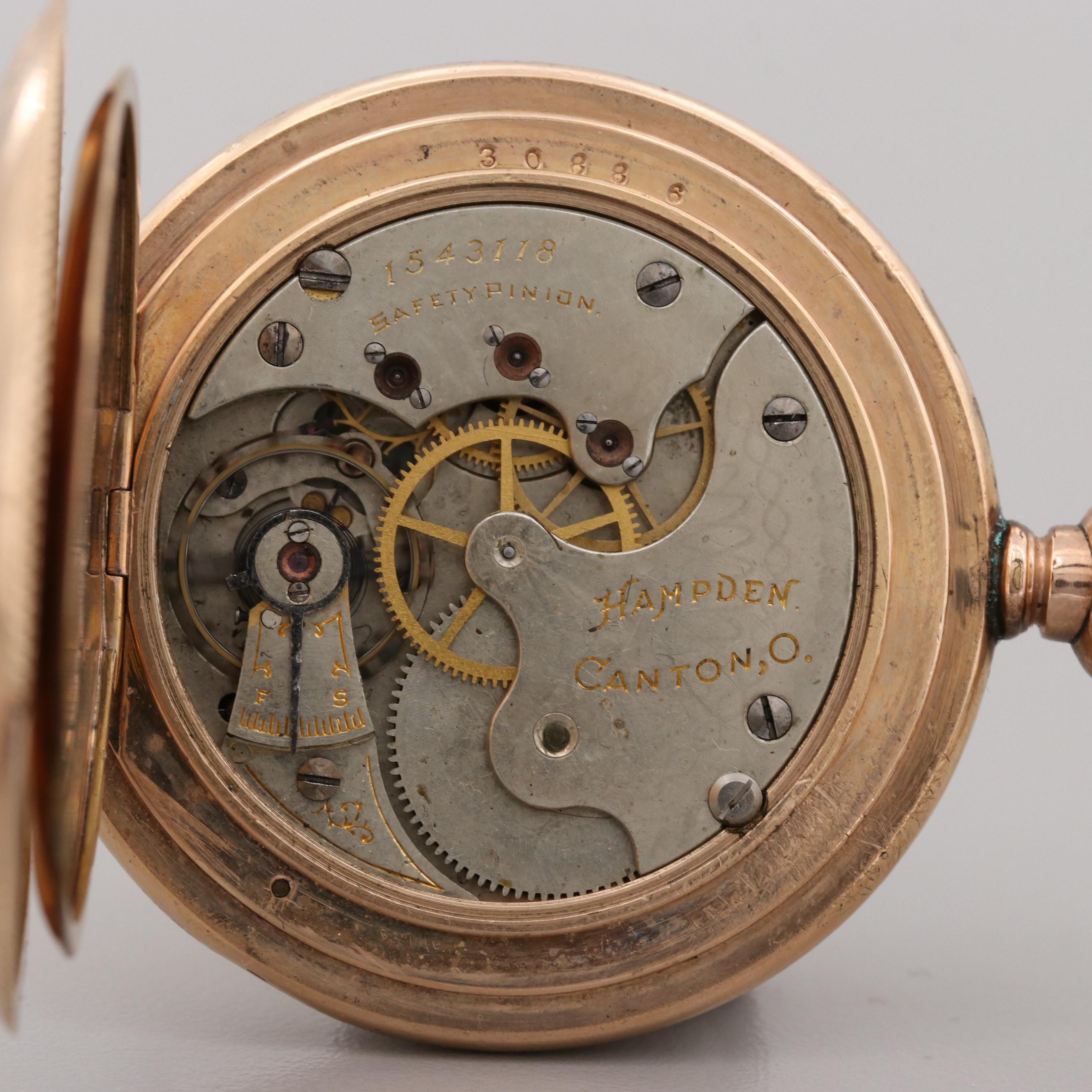 Hampden Gold Filled Pocket Watch and Fob Chain, 1901