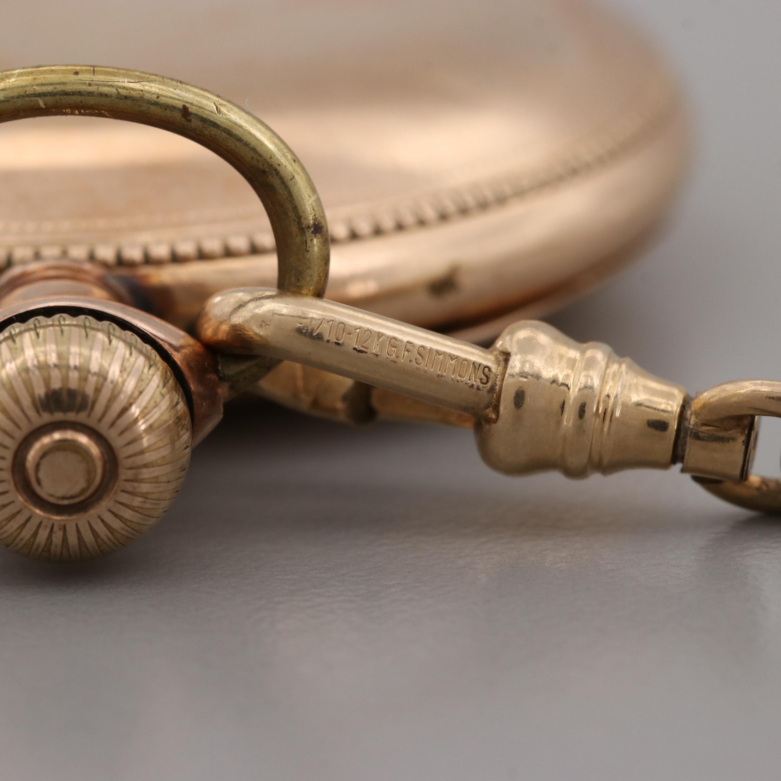 Hampden Gold Filled Pocket Watch and Fob Chain, 1901