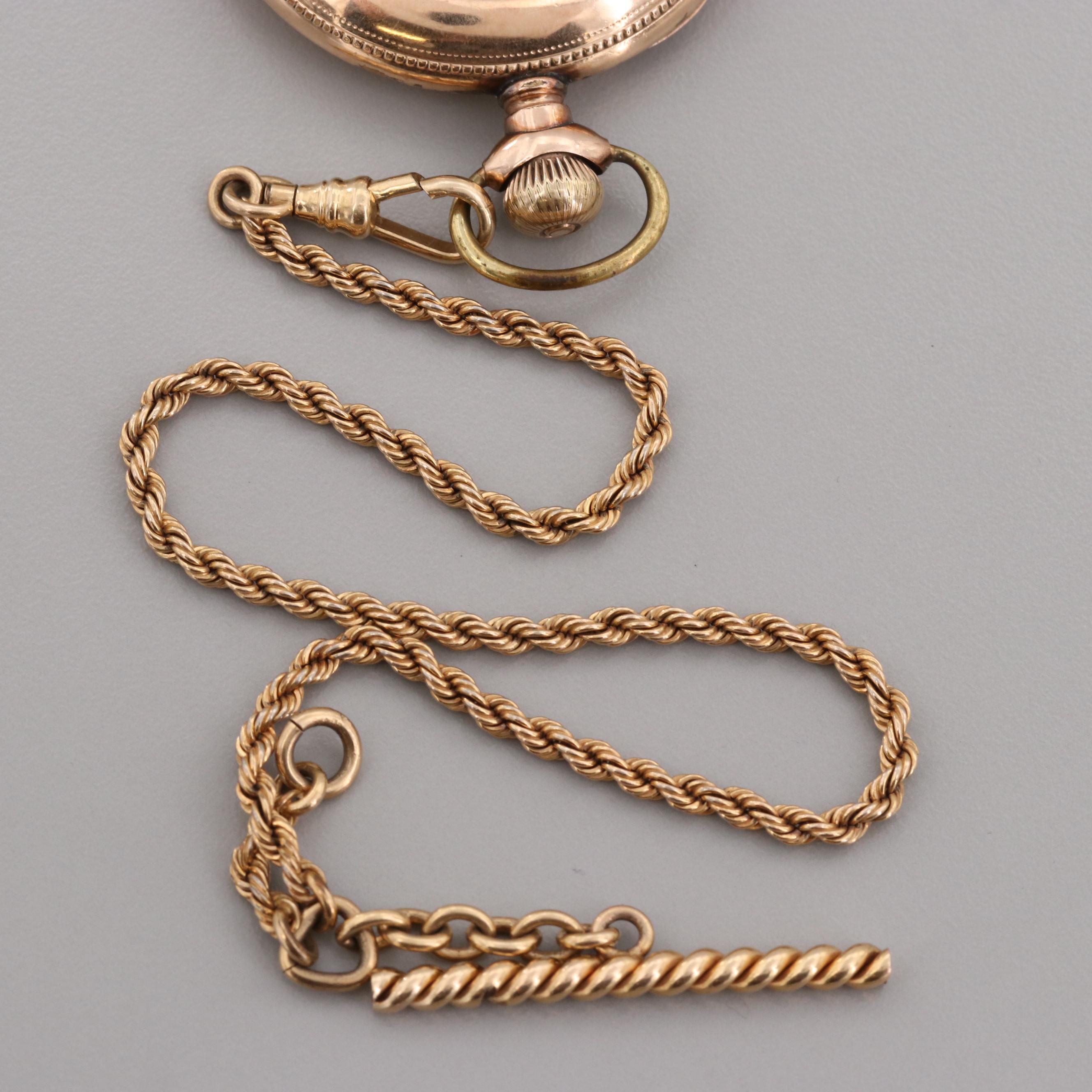 Hampden Gold Filled Pocket Watch and Fob Chain, 1901