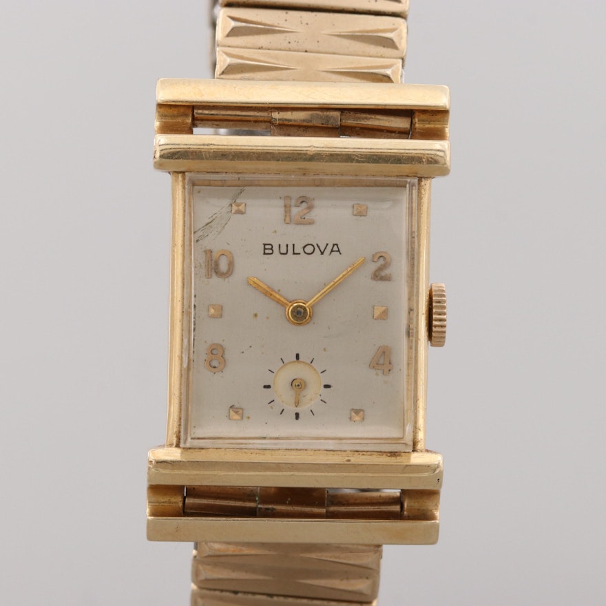 Vintage Bulova 14K Yellow Gold Stem Wind Wristwatch