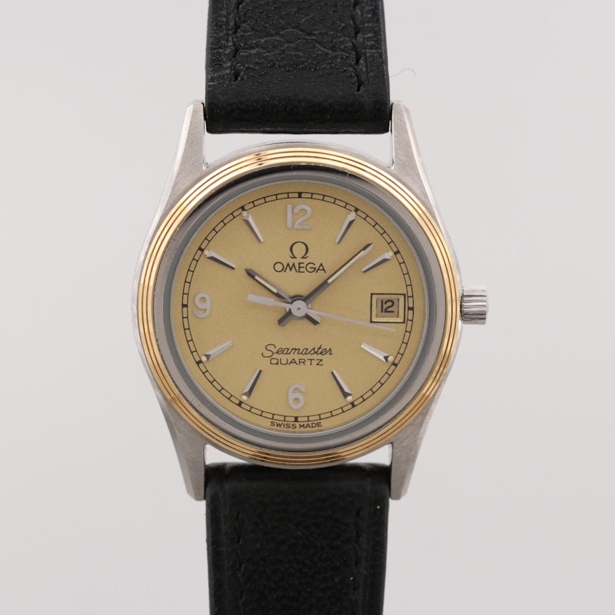 Vintage Omega Seamaster Two Tone Quartz Wristwatch