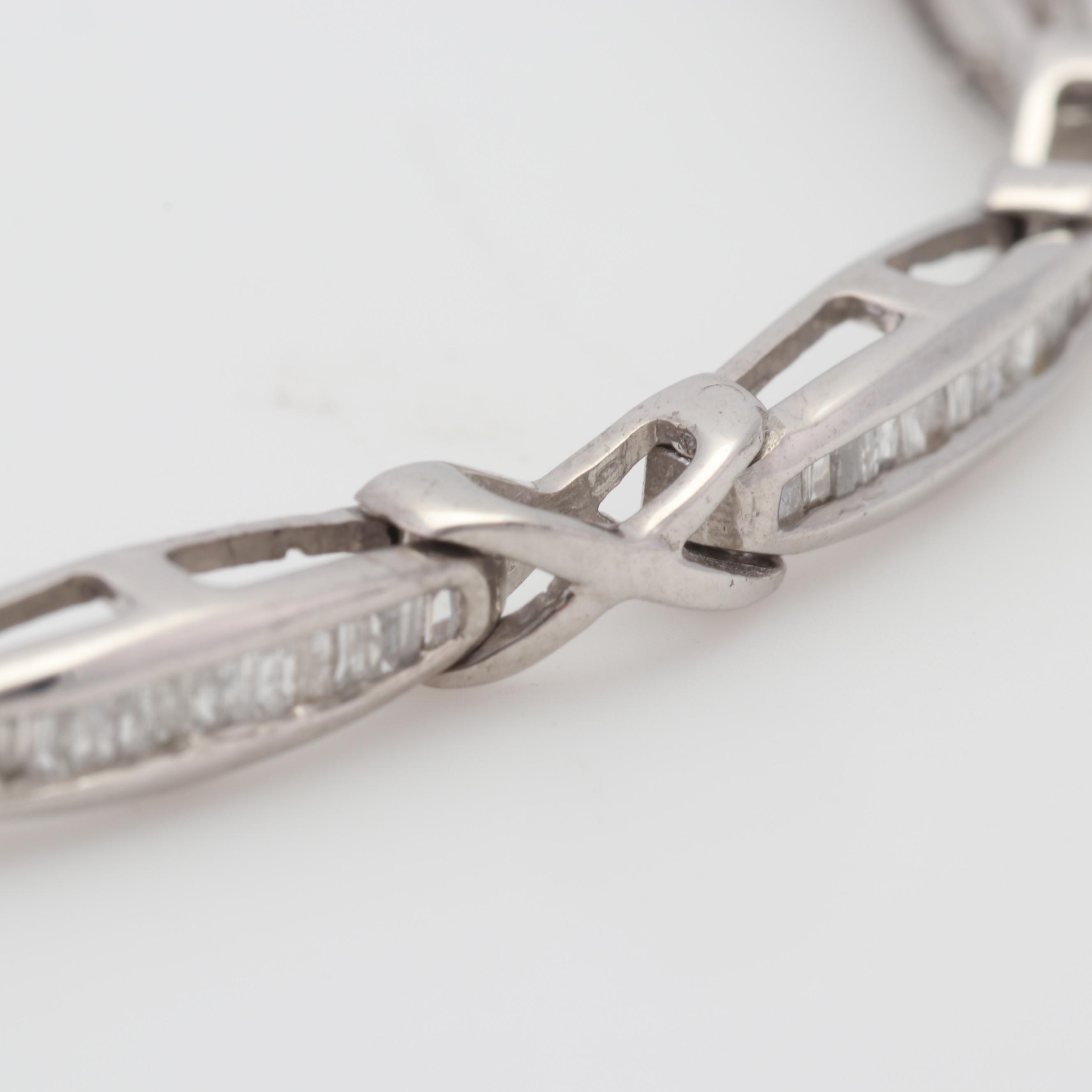 Sterling Silver Baguette Diamond Tennis Bracelet