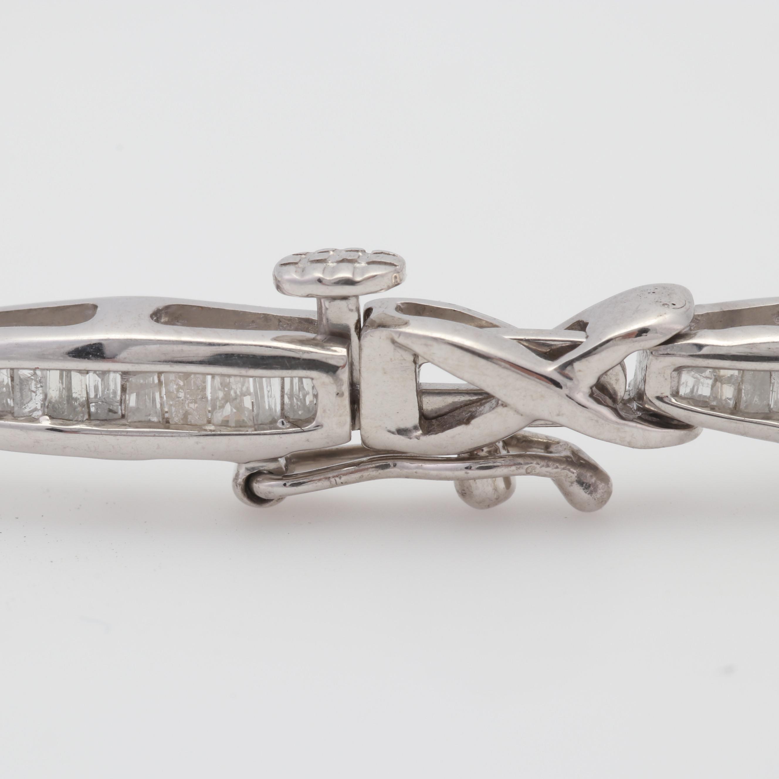 Sterling Silver Baguette Diamond Tennis Bracelet