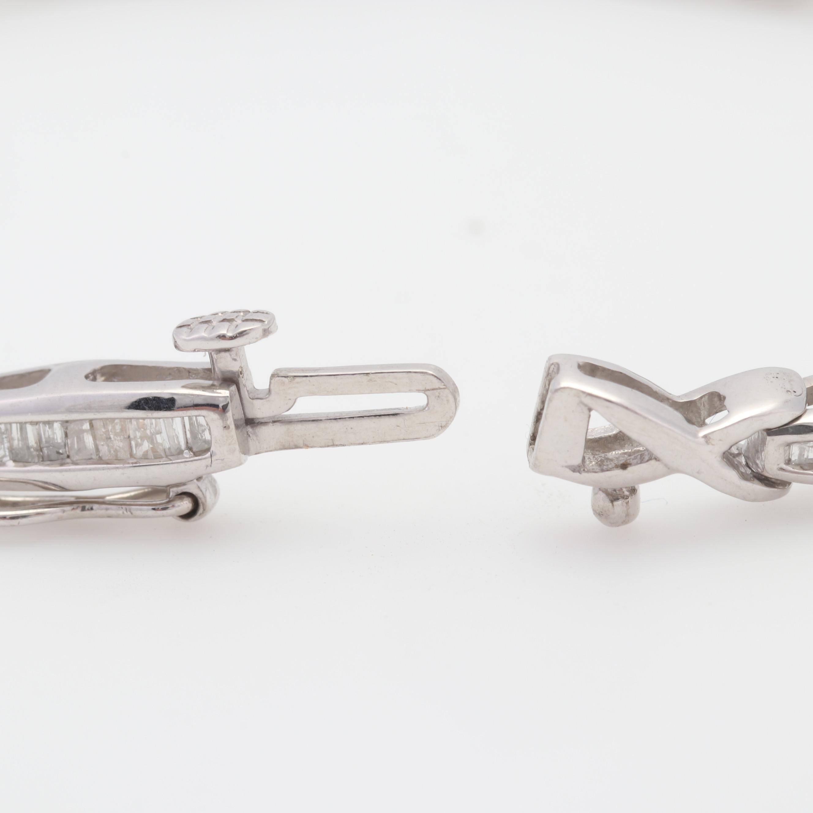 Sterling Silver Baguette Diamond Tennis Bracelet