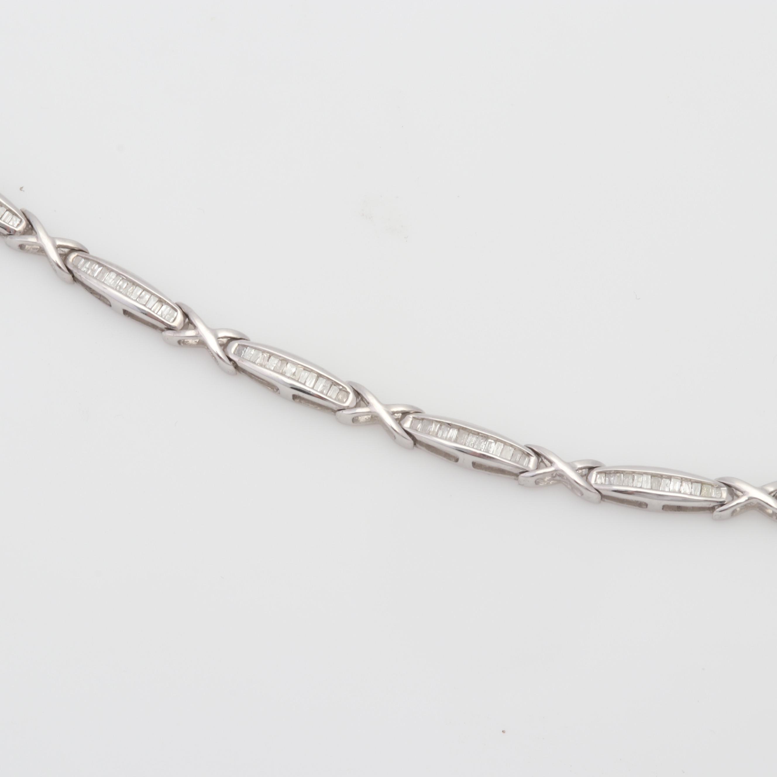 Sterling Silver Baguette Diamond Tennis Bracelet
