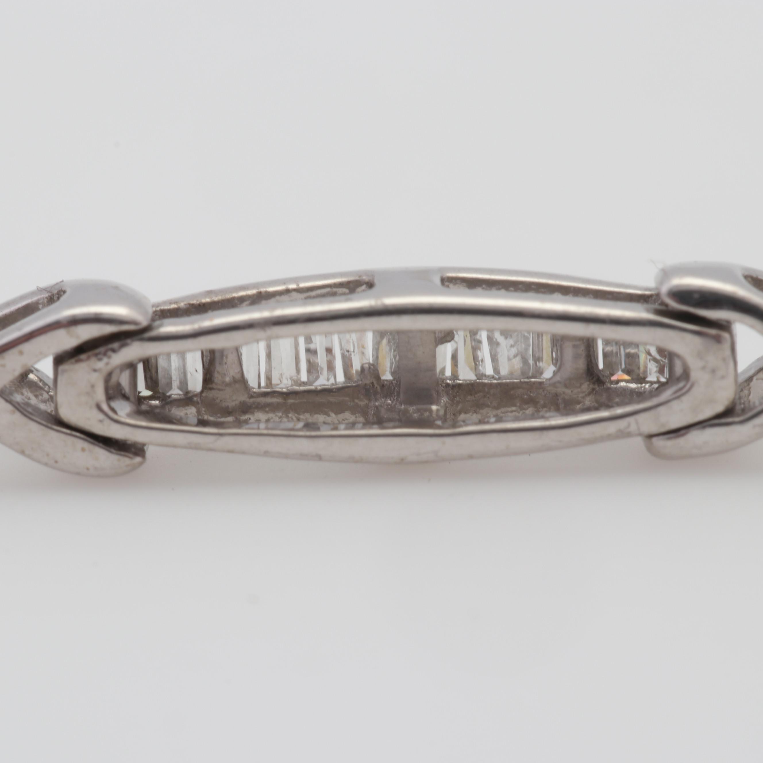 Sterling Silver Baguette Diamond Tennis Bracelet