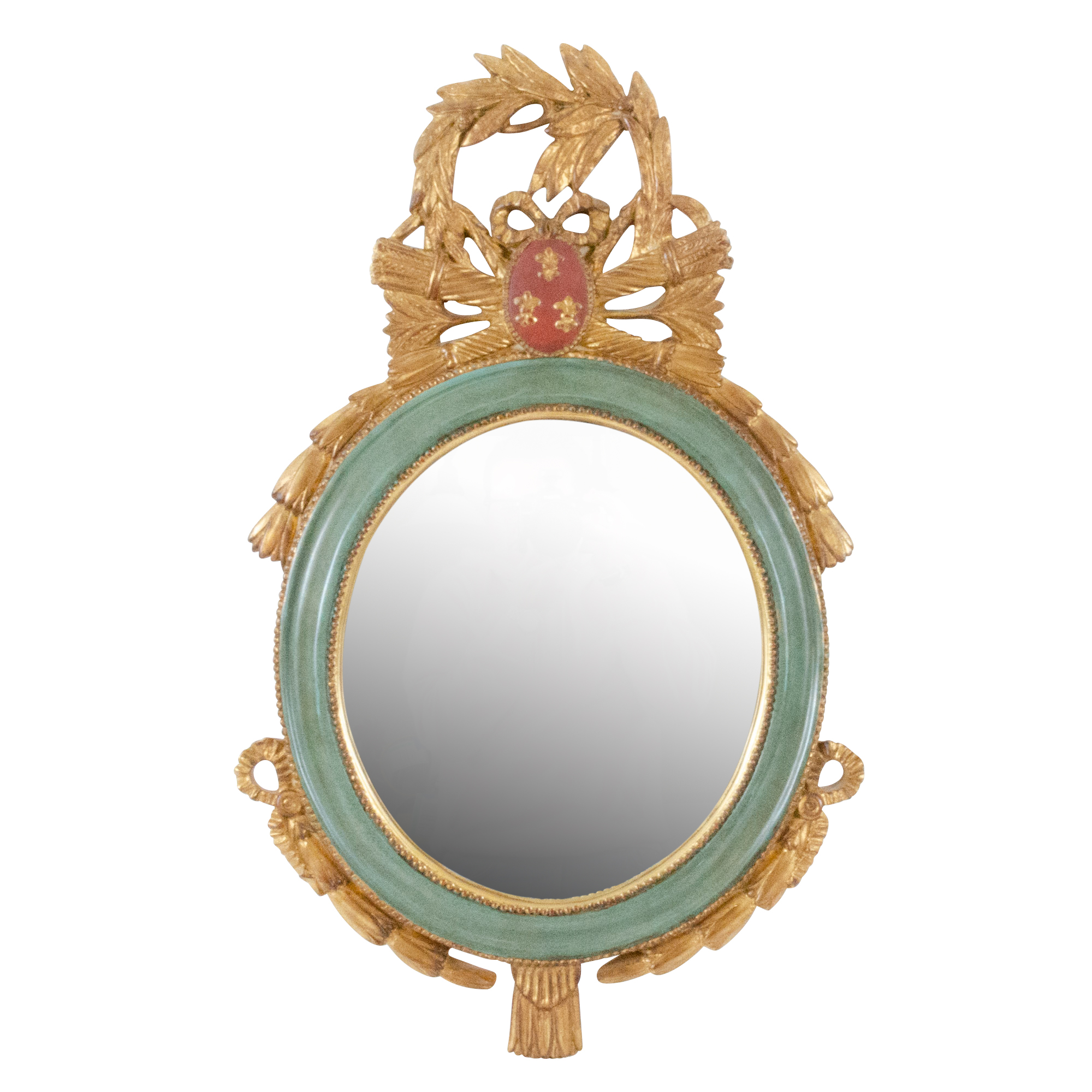 Carvers' Guild "Fleur-De-Lis" Oval Gilt Wall Mirror
