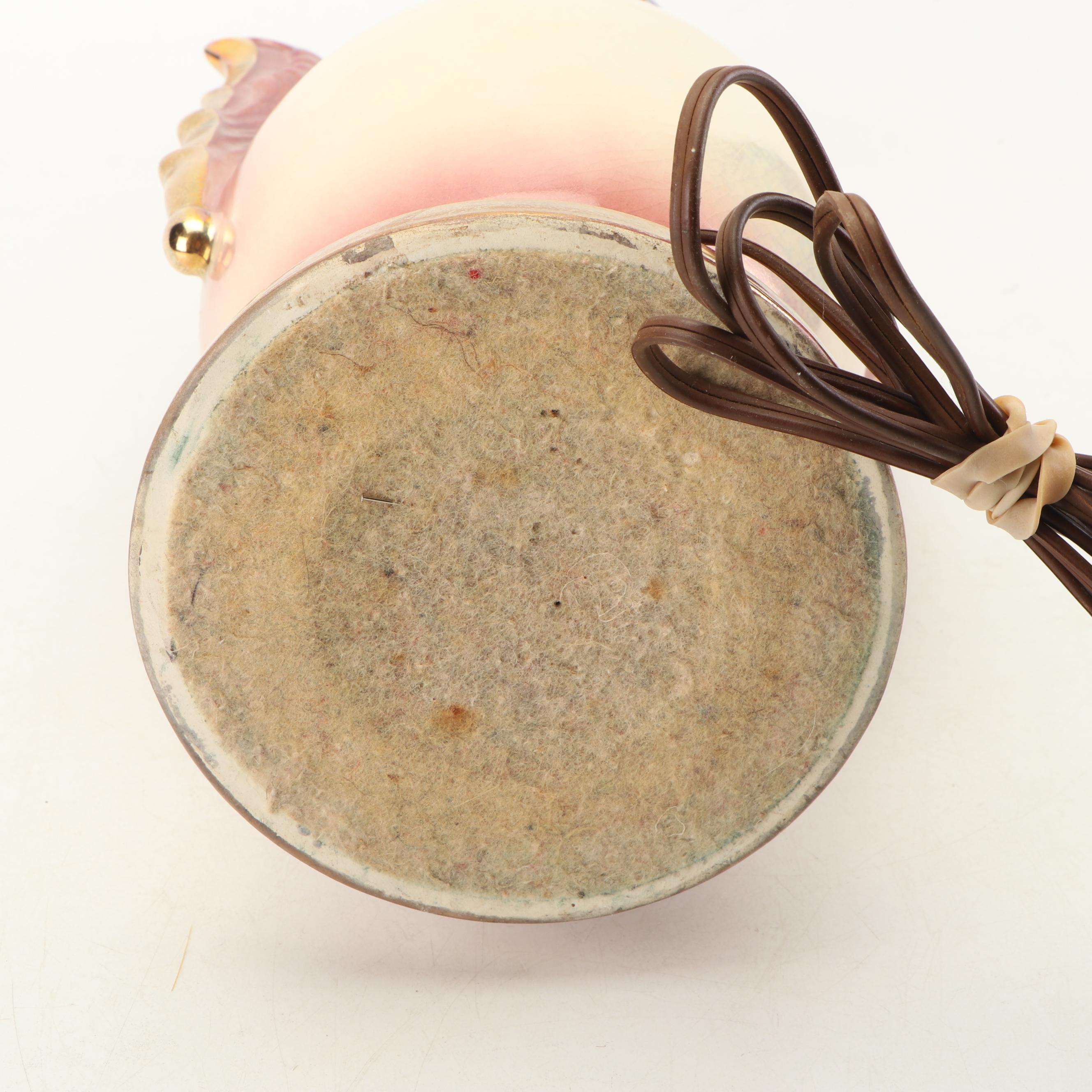 Rococo Style Porcelain Table Lamp with Transfer Print After Fragonard