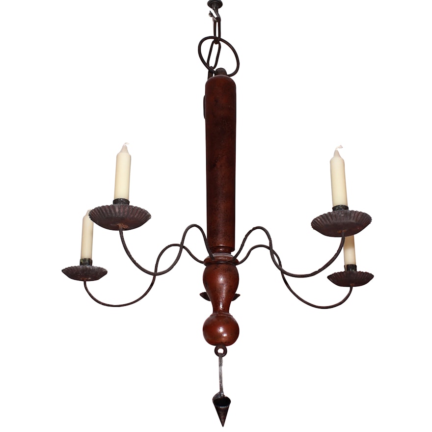 Federal Style Iron Five Candle Chandelier with Snuffer