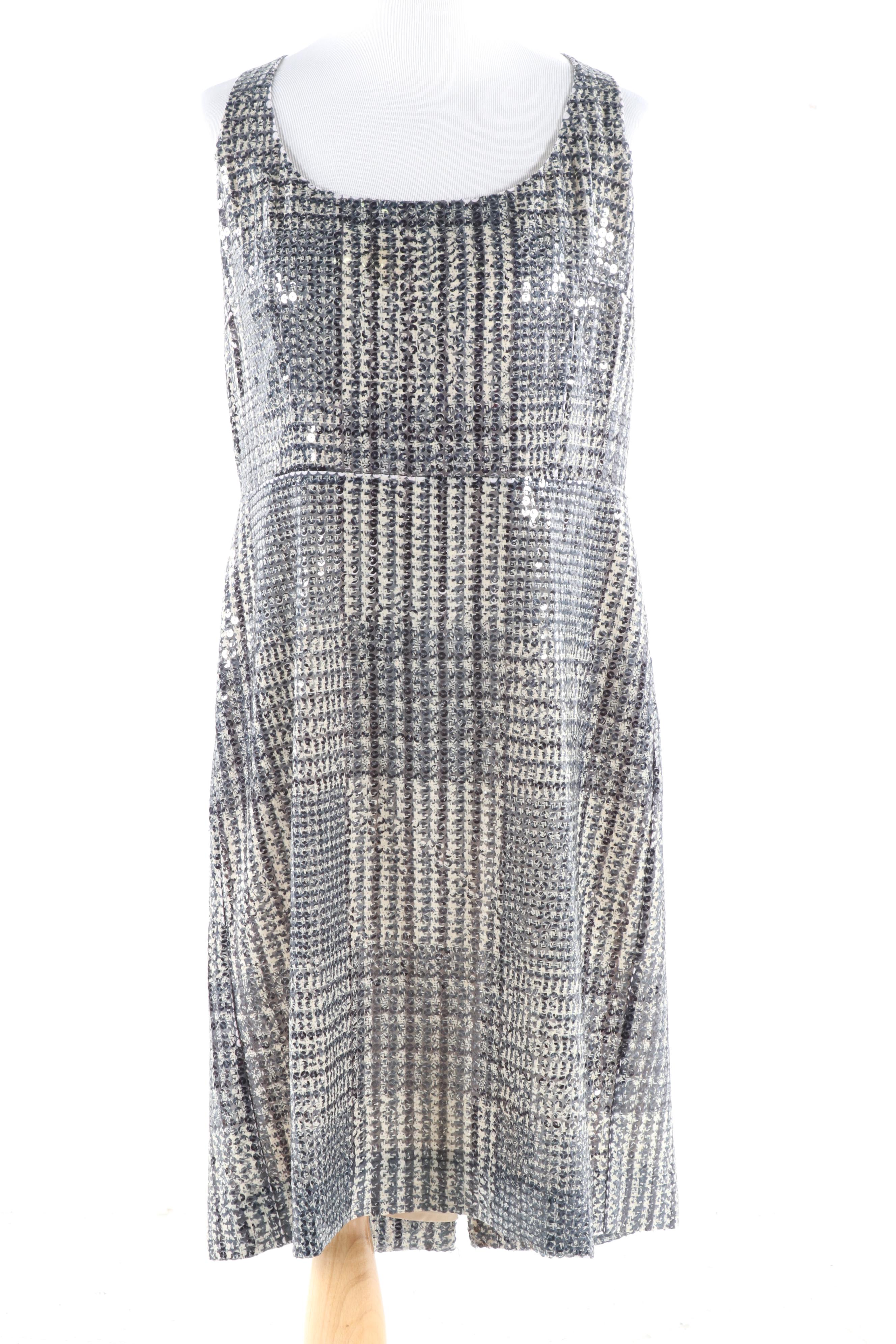 Tory Burch Glen Plaid Sequined Sleeveless Dress and DKNY Color Block Dress