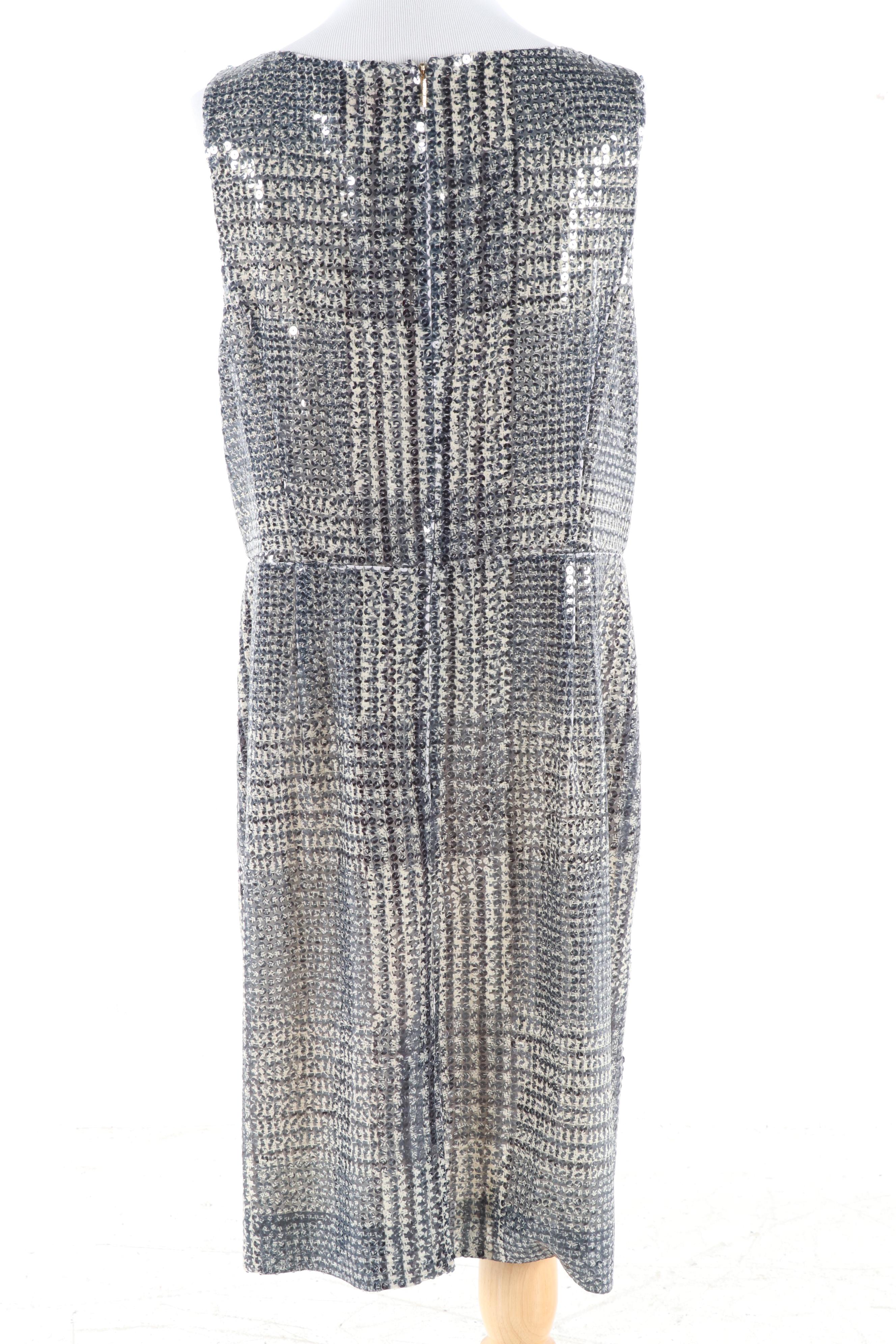Tory Burch Glen Plaid Sequined Sleeveless Dress and DKNY Color Block Dress