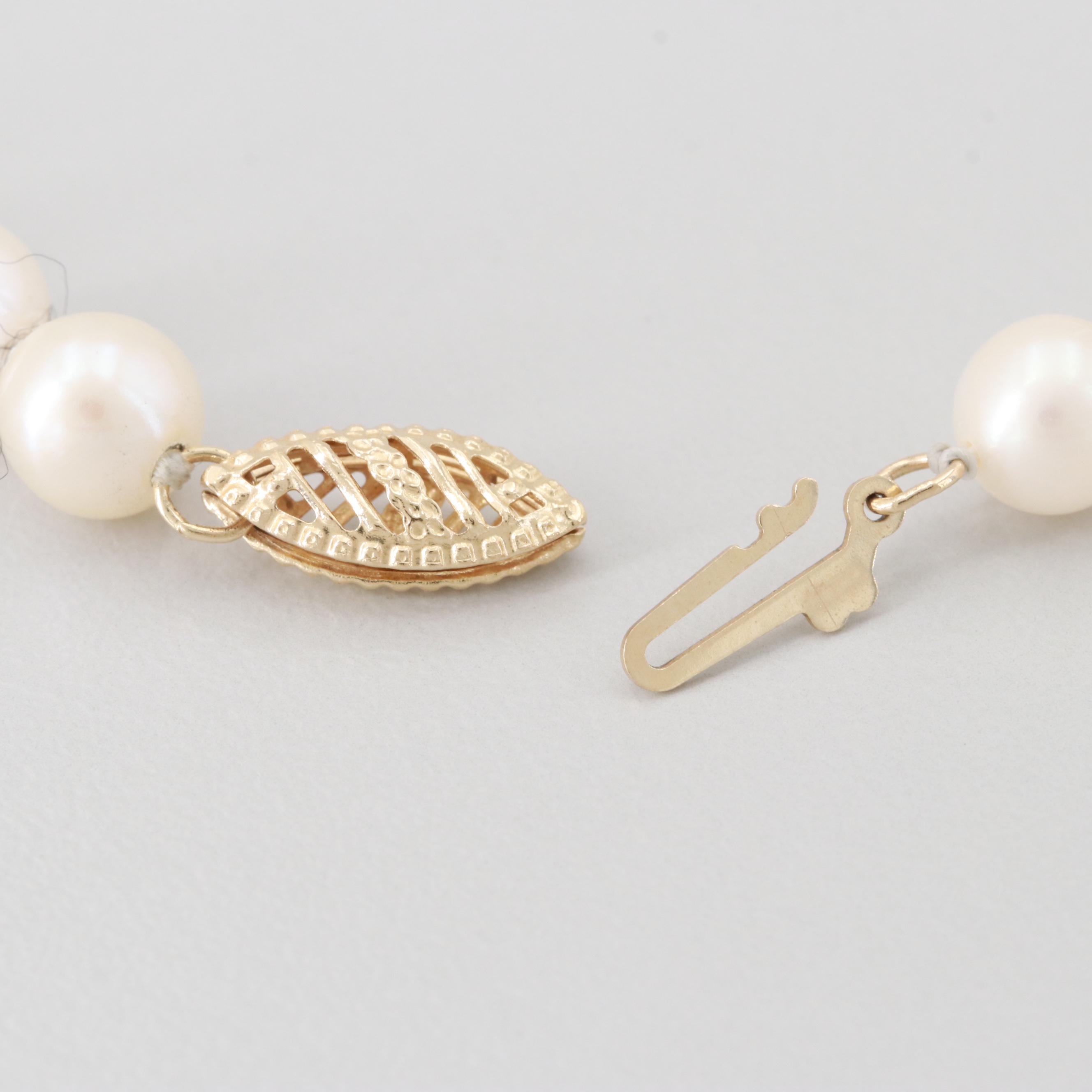 10K Yellow Gold Cultured Pearl Bracelet