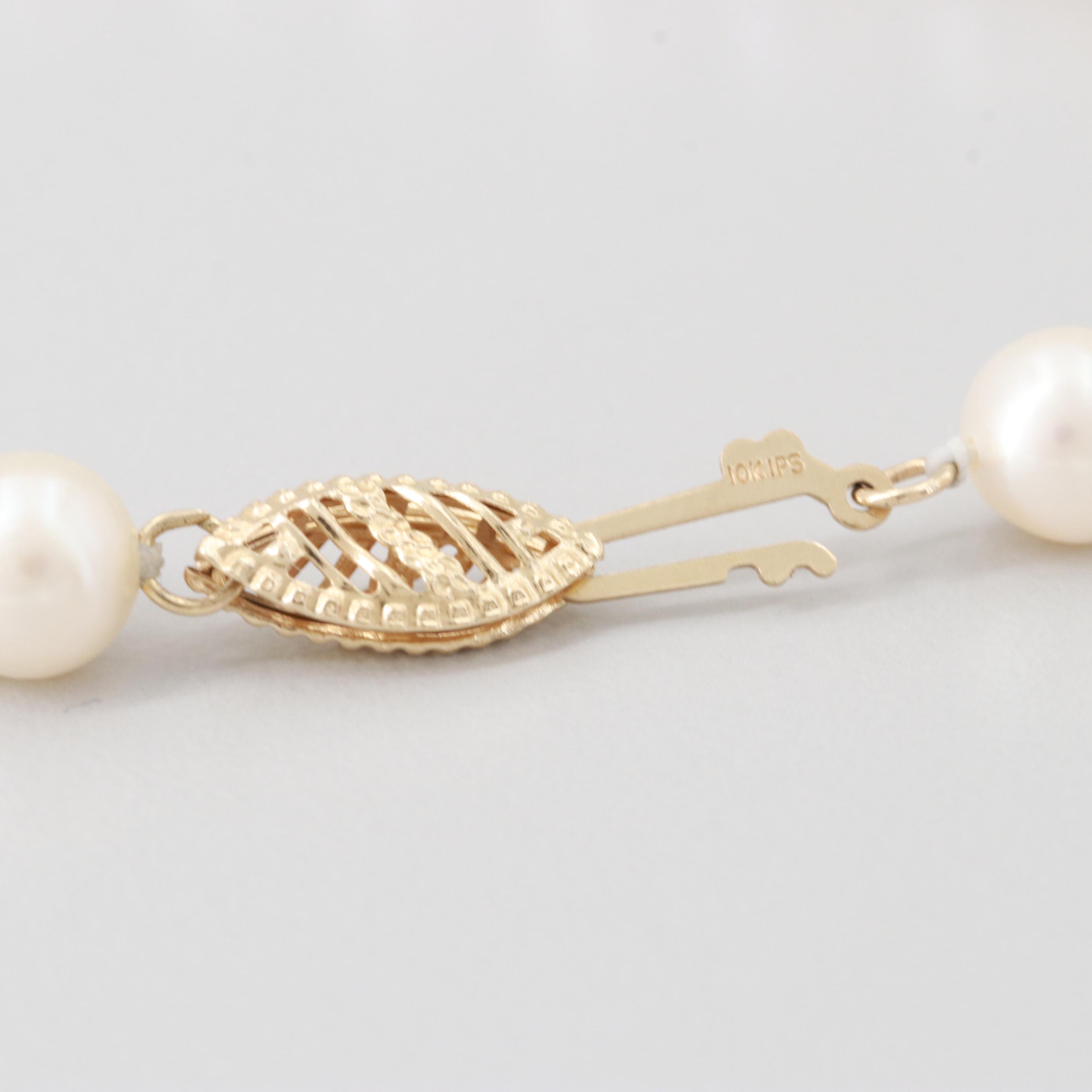 10K Yellow Gold Cultured Pearl Bracelet