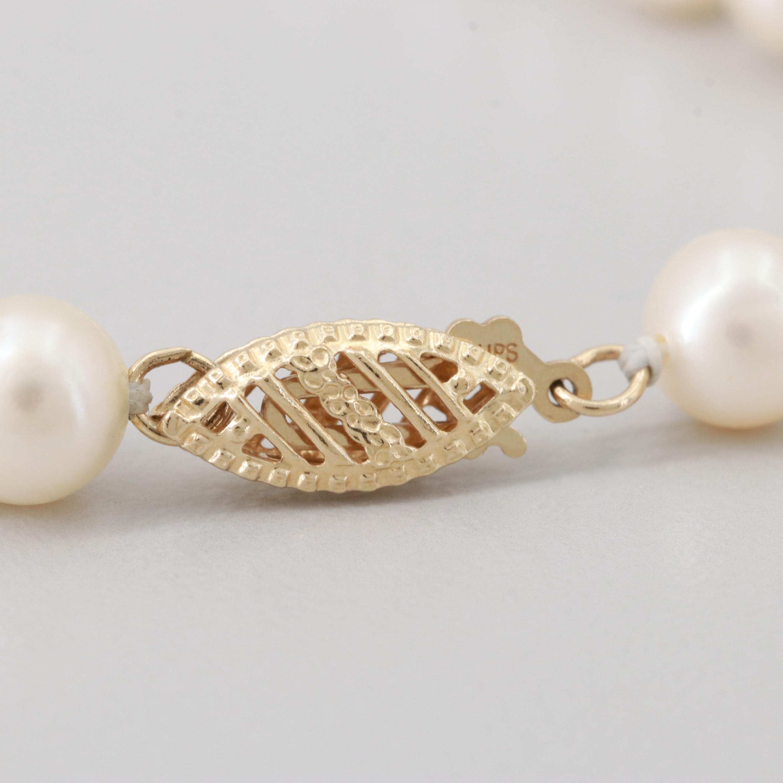 10K Yellow Gold Cultured Pearl Bracelet