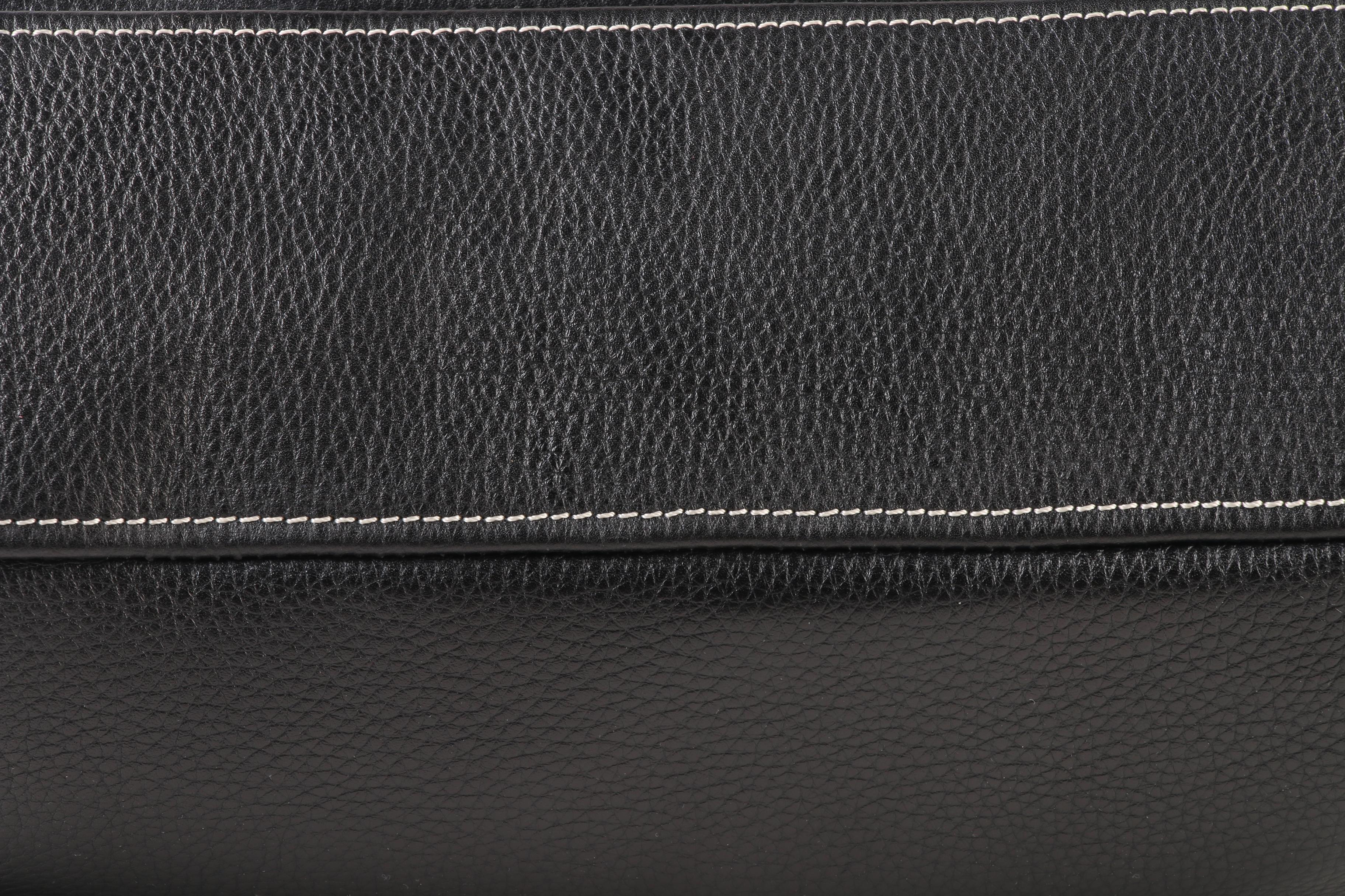 Prada East West Bag in Black Deerskin Leather with Push Lock Clasp