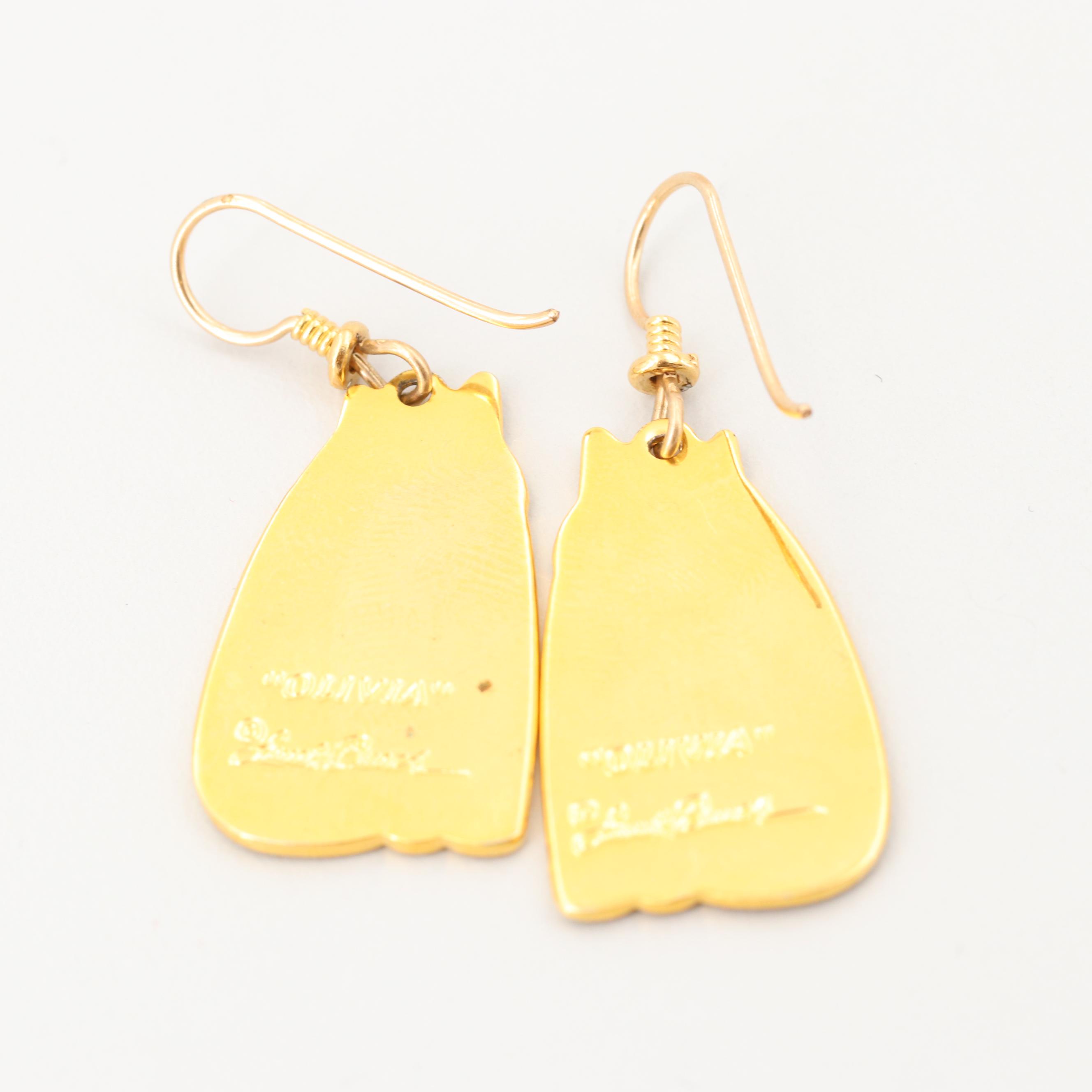 Laurel Burch Enameled "Olivia" Cat Earrings