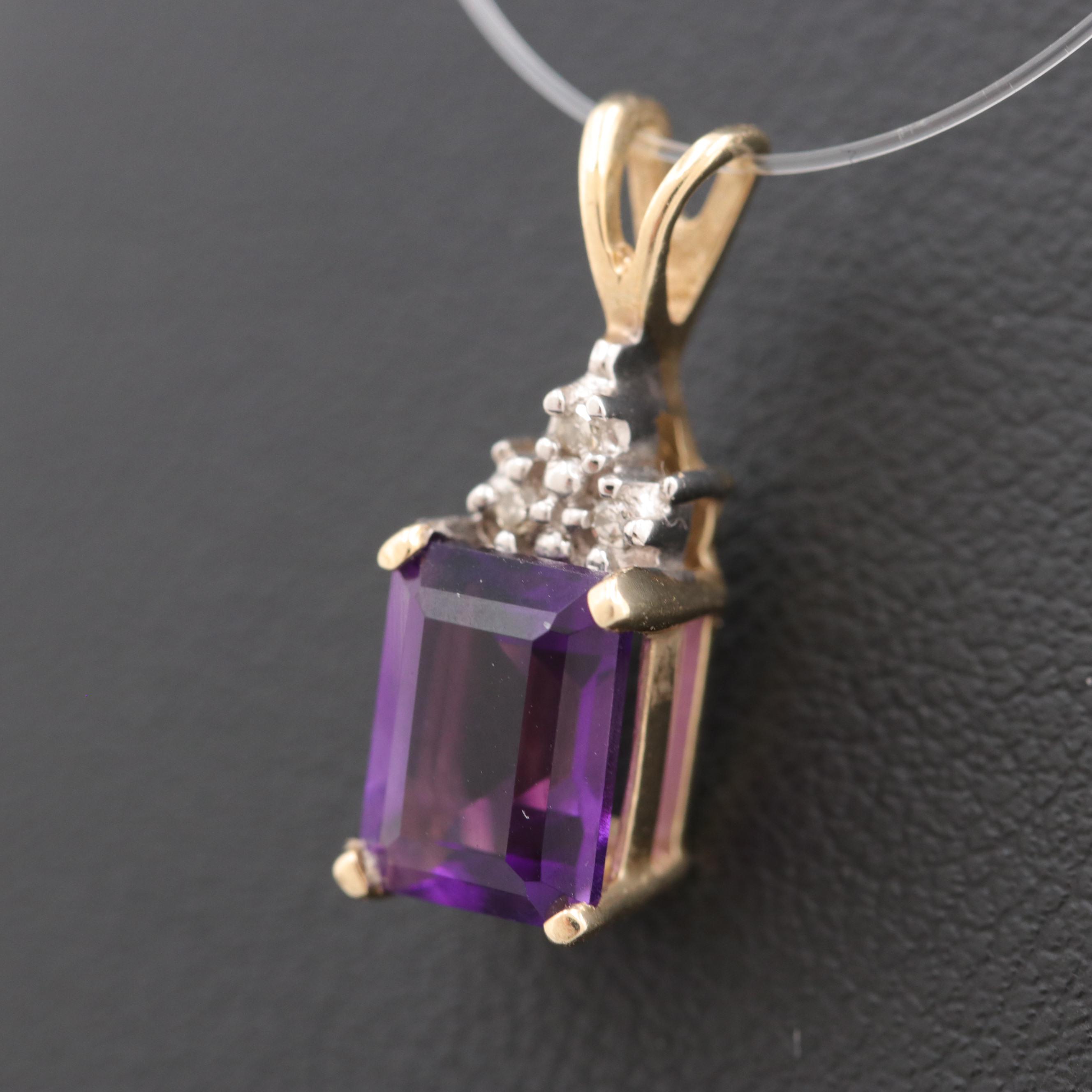 Alwand Vahan 10K Yellow Gold Amethyst and Diamond Pendant