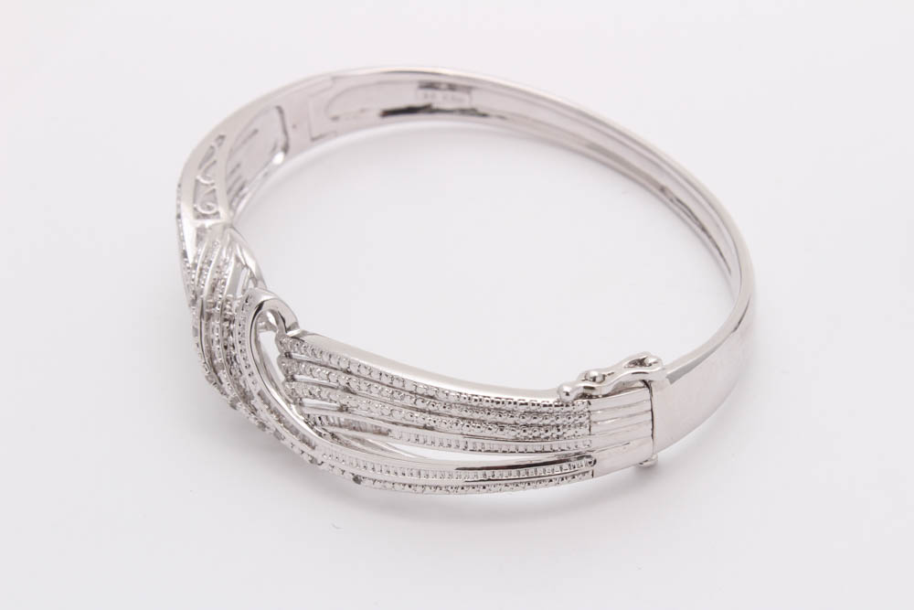 Silver Tone Diamond Ring and Bracelet