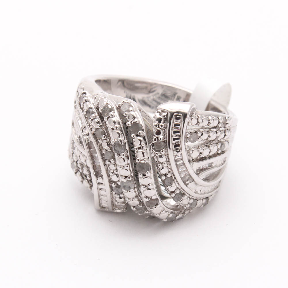 Silver Tone Diamond Ring and Bracelet