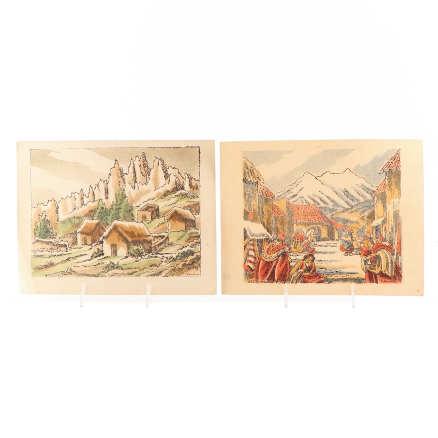 Hand-Colored Lithographs after Walter Sanden
