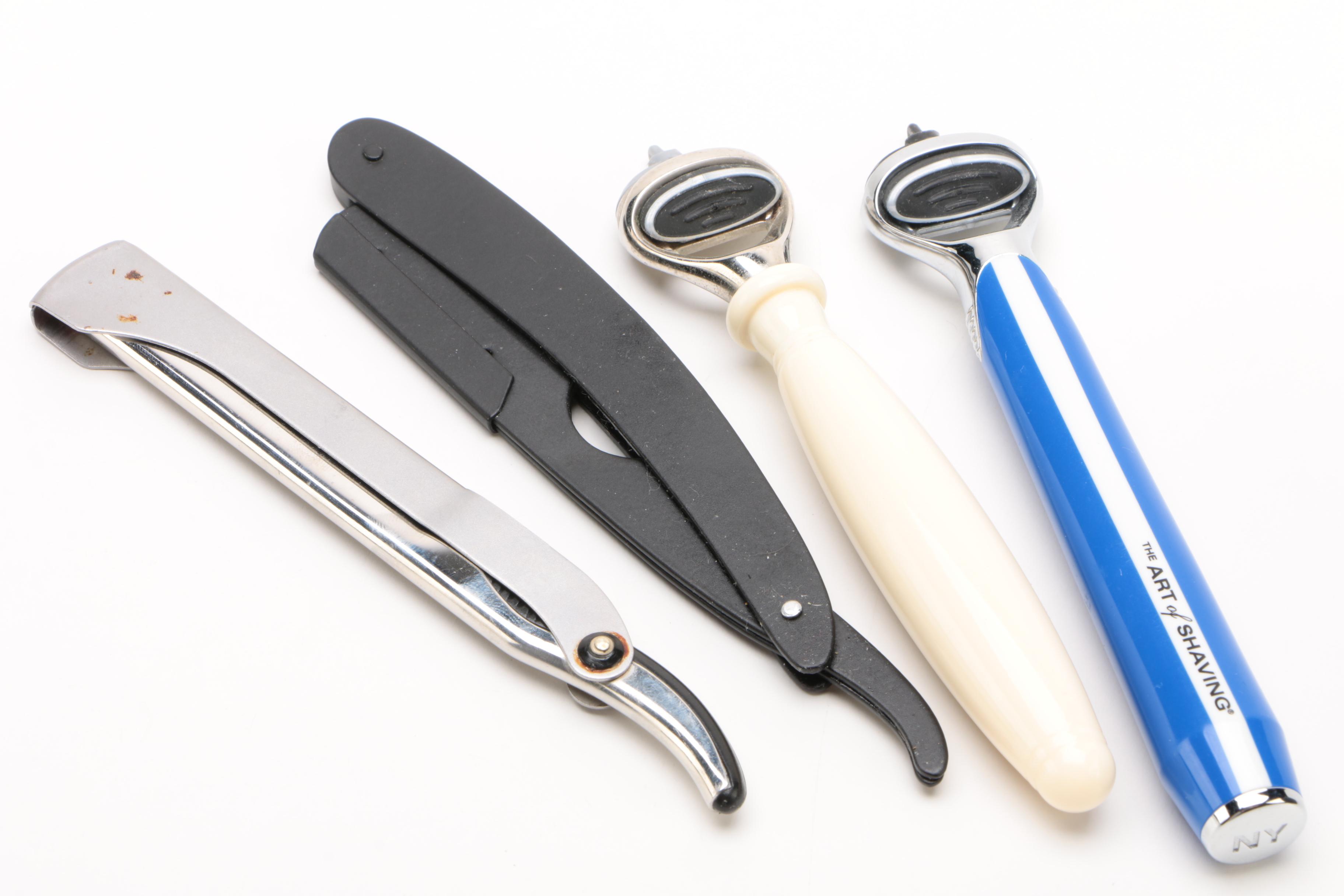 Gillette Razor Handle with Blades and other Straight Razors, 1990s