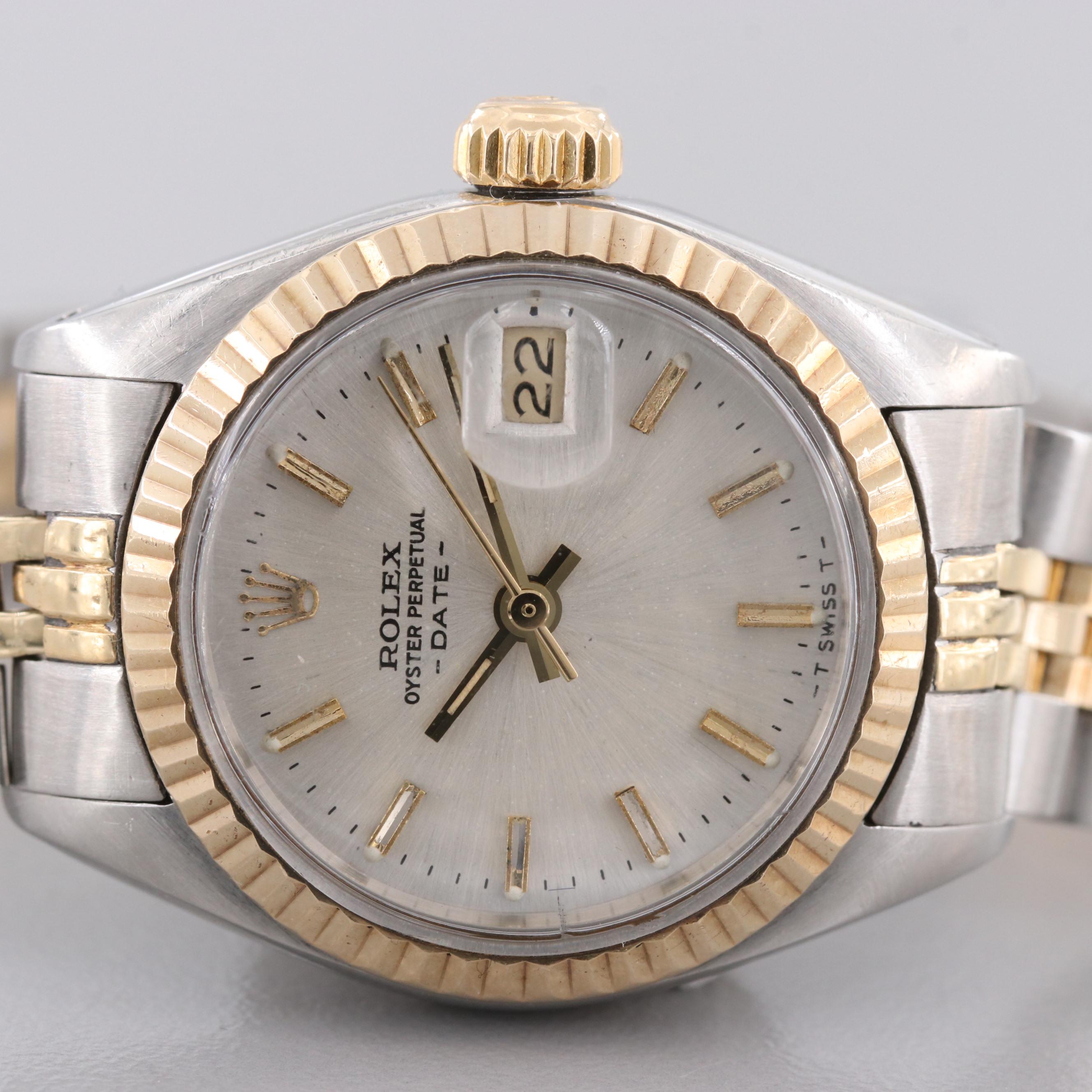 Rolex Oyster Perpetual Date Stainless Steel and 18K Yellow Gold Watch, 1979