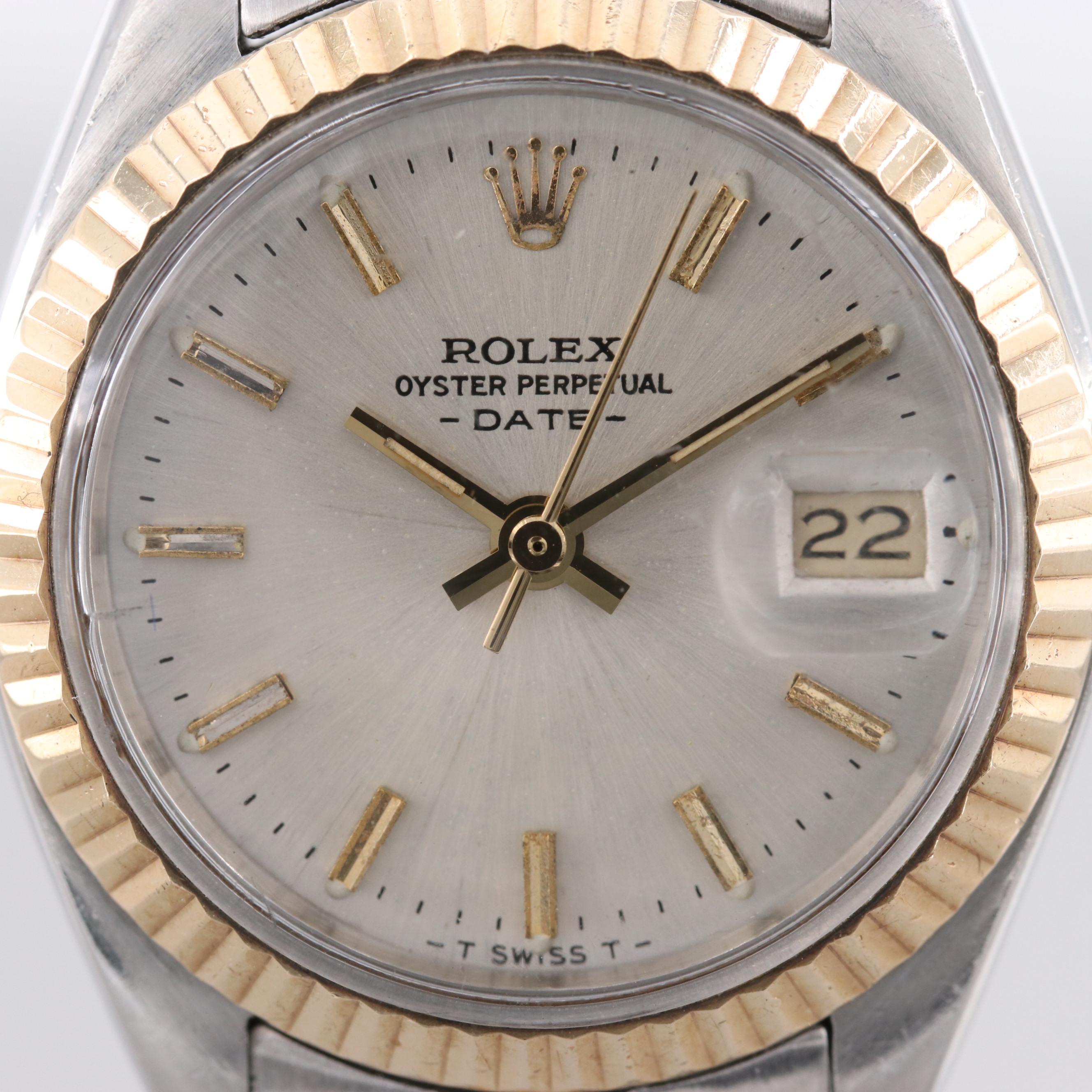 Rolex Oyster Perpetual Date Stainless Steel and 18K Yellow Gold Watch, 1979