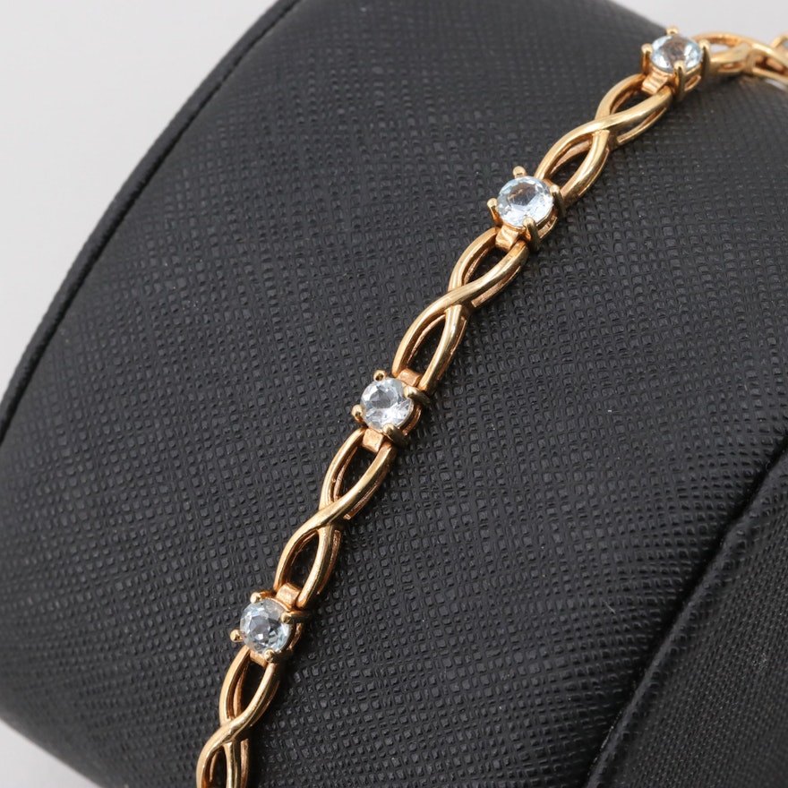 Gold Wash on Sterling Silver Topaz Bracelet