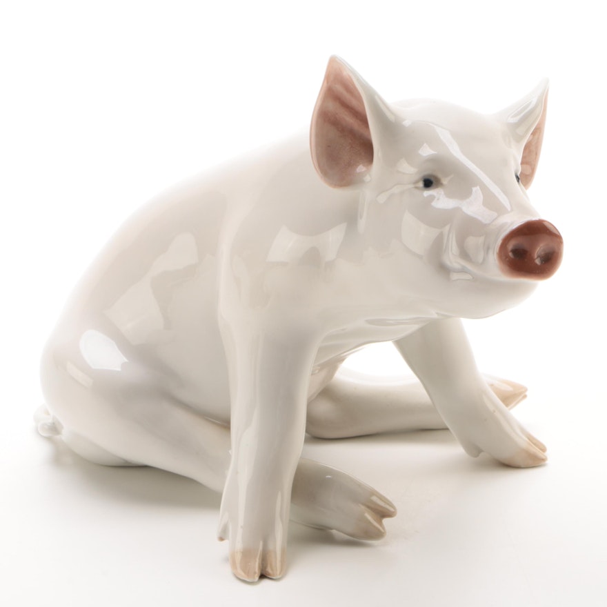 Royal Copenhagen Porcelain Pig Figurine, Circa 1923