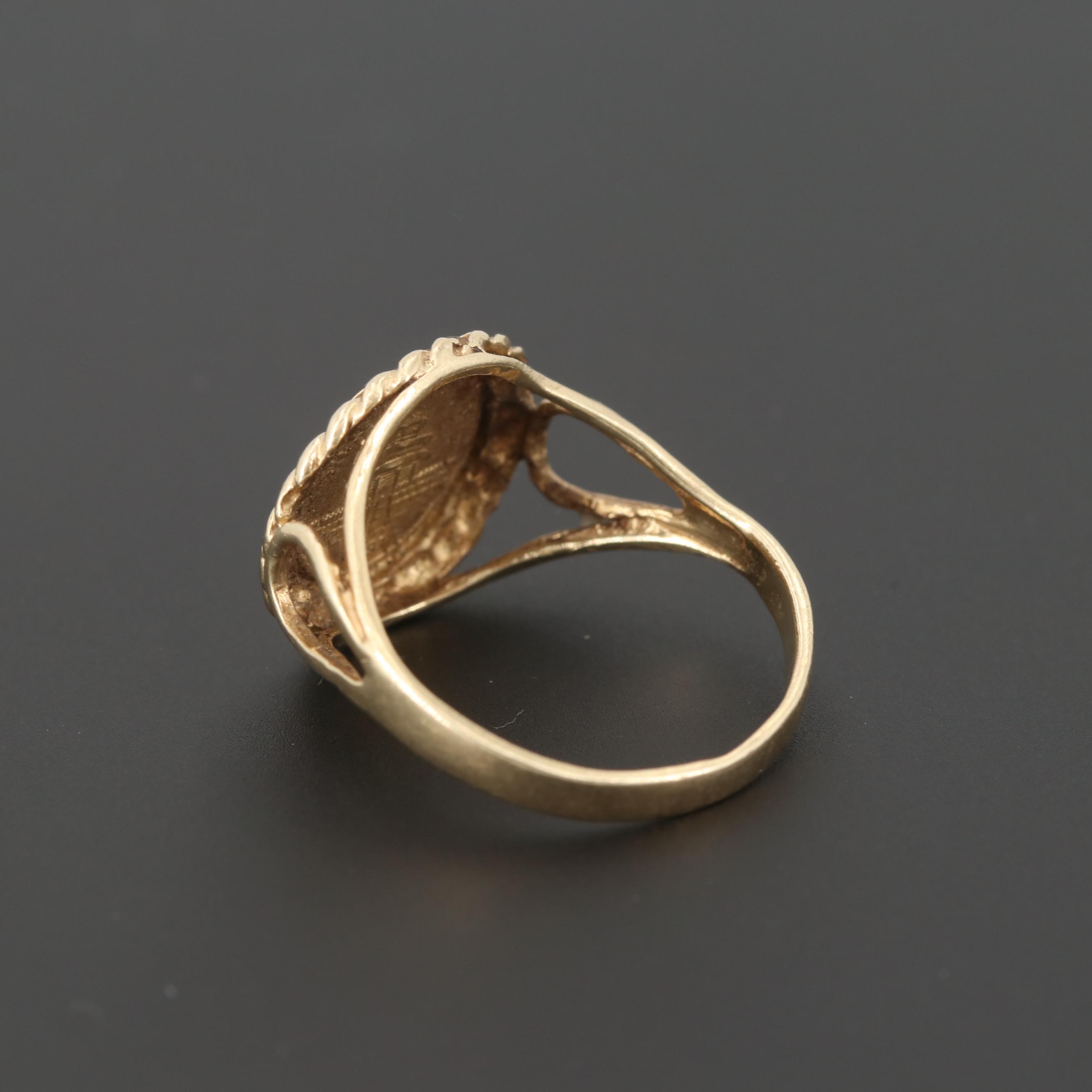10K Yellow Gold with Reproduction Chinese Gold Panda Coin Ring