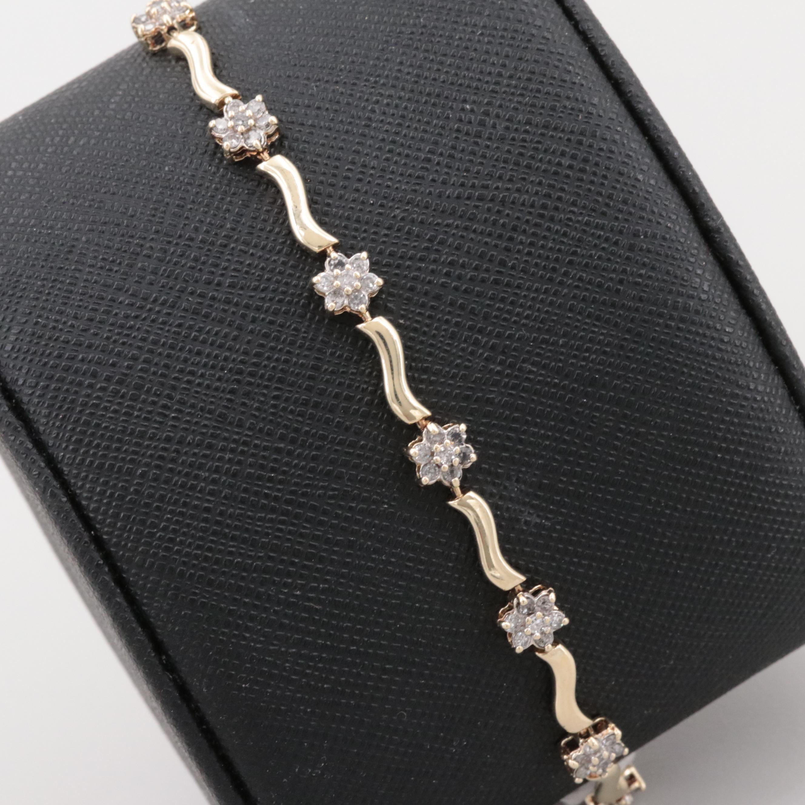 10K and 14K Yellow Gold 1.05 CTW Diamond Tennis Bracelet