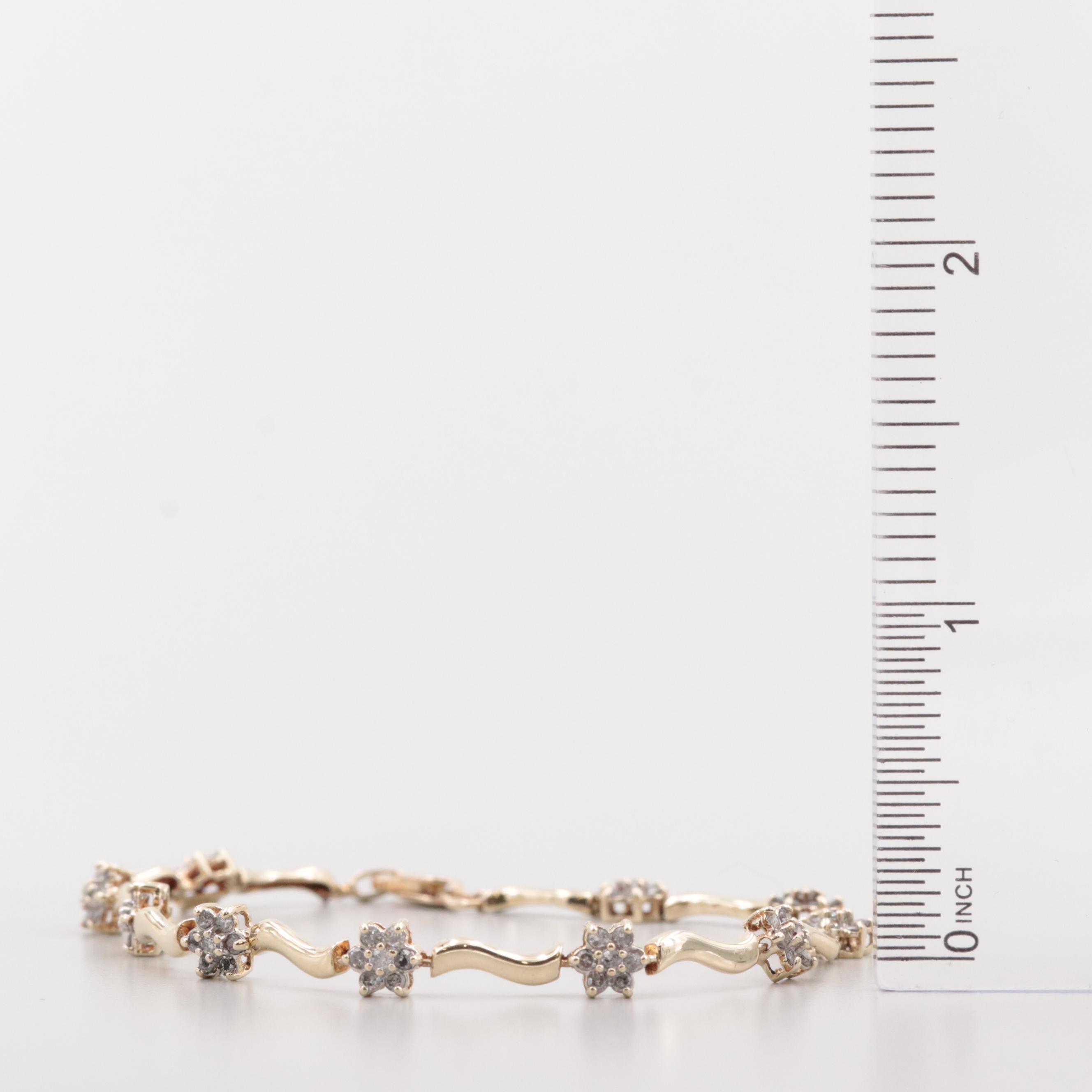10K and 14K Yellow Gold 1.05 CTW Diamond Tennis Bracelet