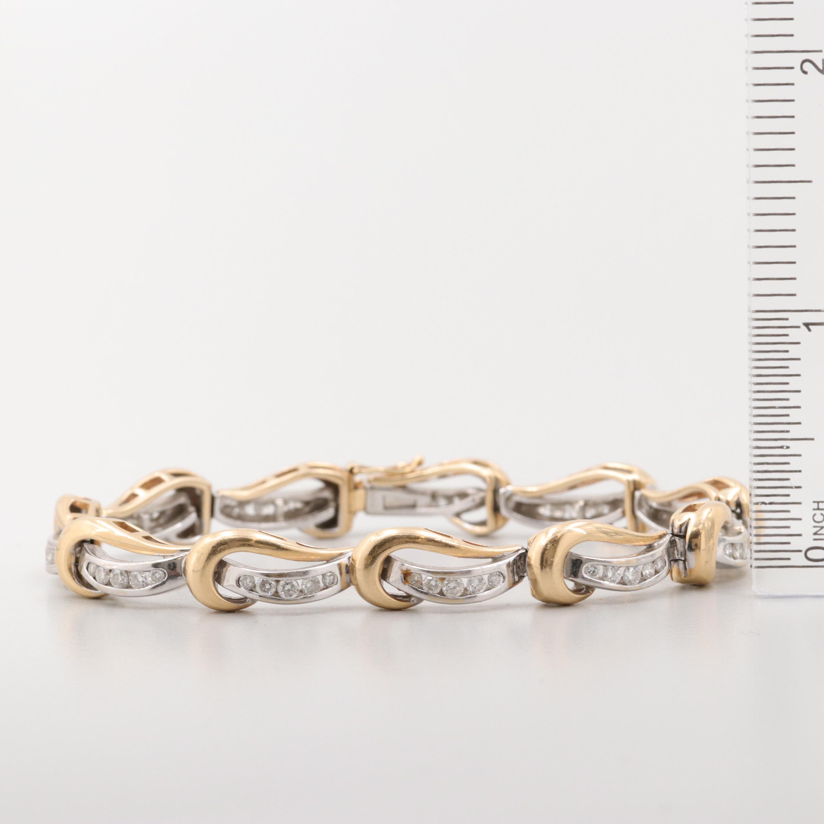 14K Yellow and White Gold 1.34 CTW Diamond Link Bracelet