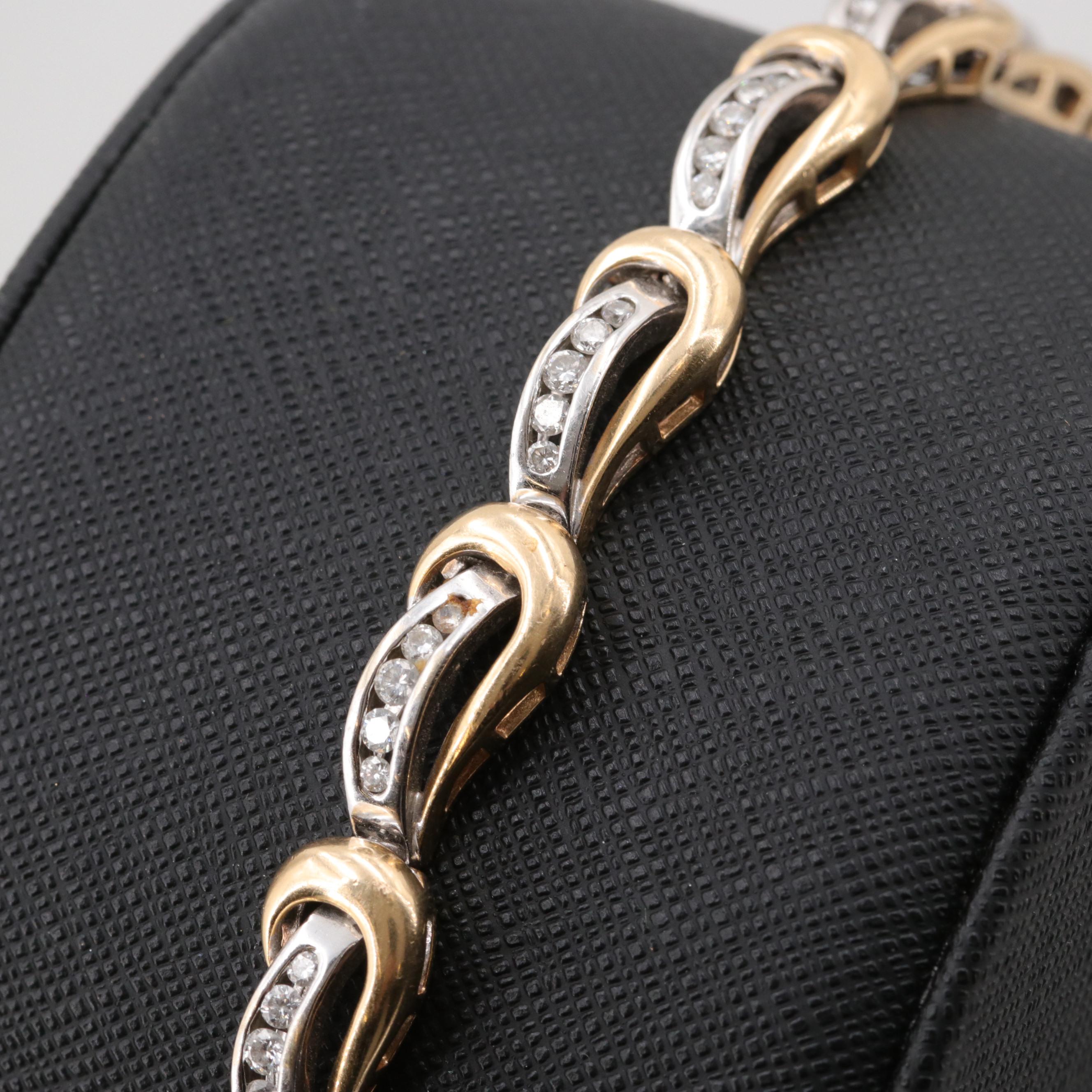 14K Yellow and White Gold 1.34 CTW Diamond Link Bracelet