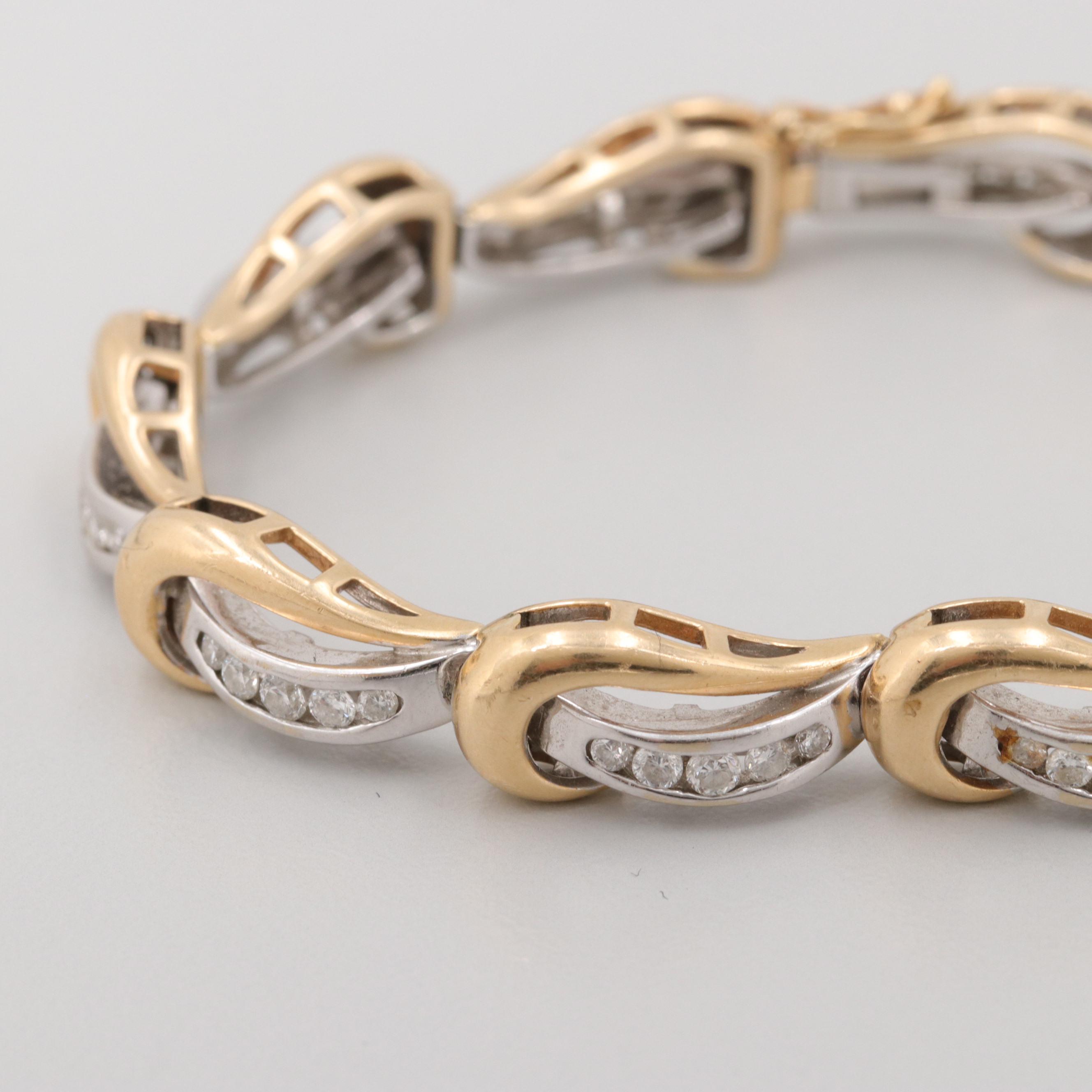 14K Yellow and White Gold 1.34 CTW Diamond Link Bracelet