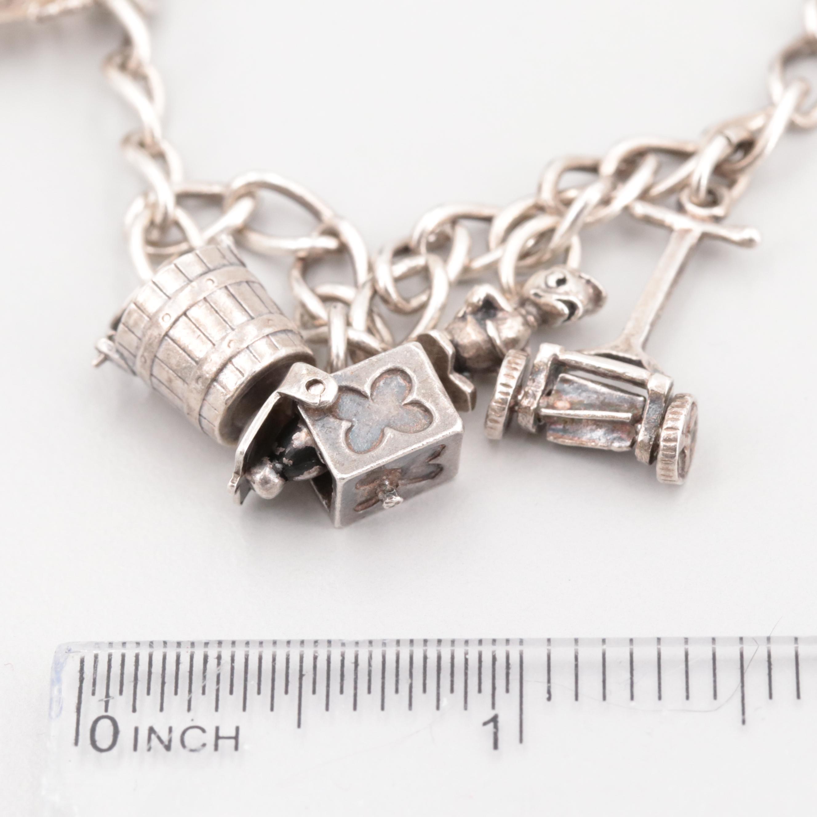 Sterling Silver Charm Enamel Bracelet