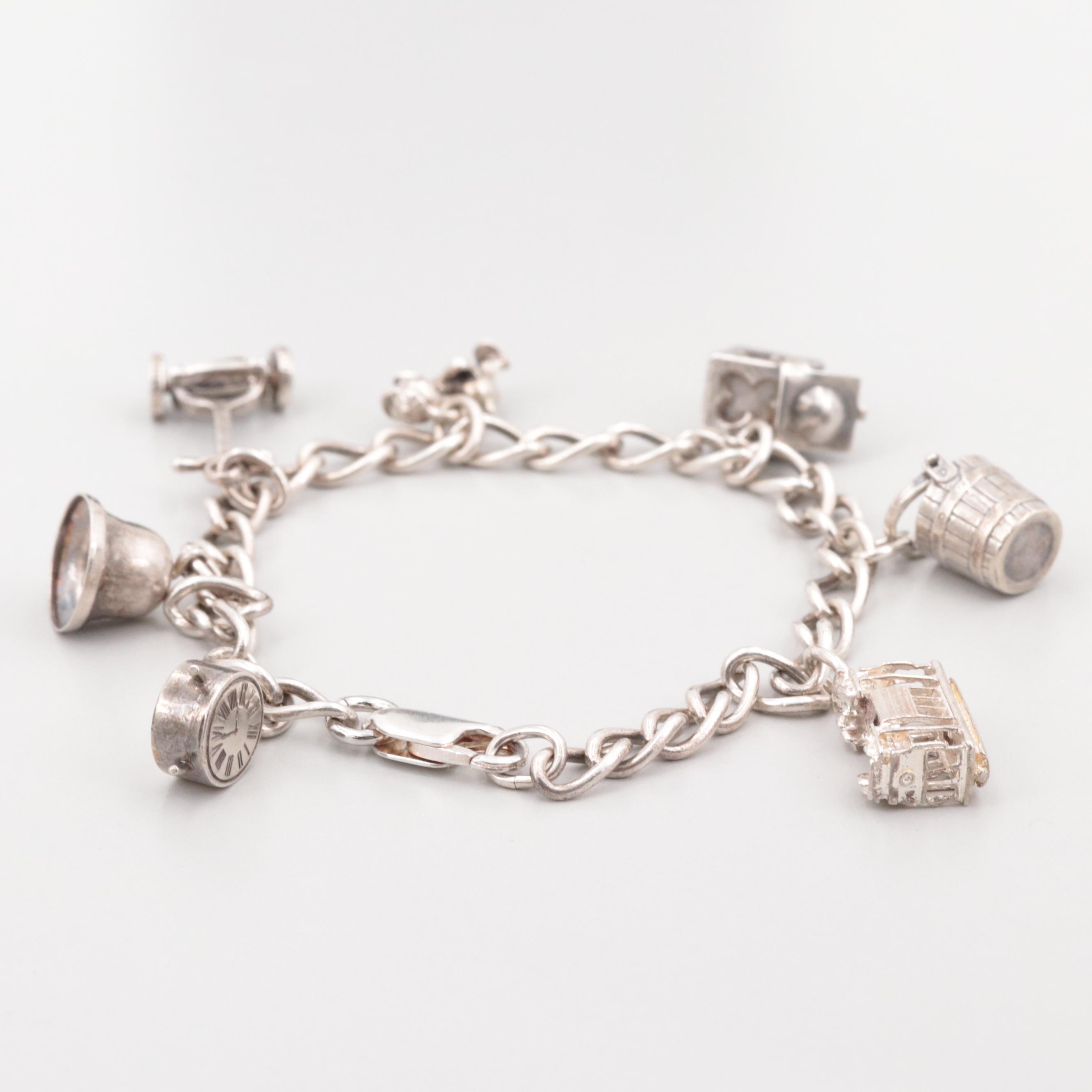 Sterling Silver Charm Enamel Bracelet